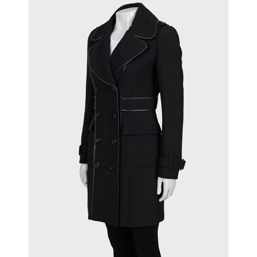 Burberry Burberry Black Double-Breasted Wool Blend Coat - UK8/S Size S / US 4 / IT 40 - 2 Thumbnail