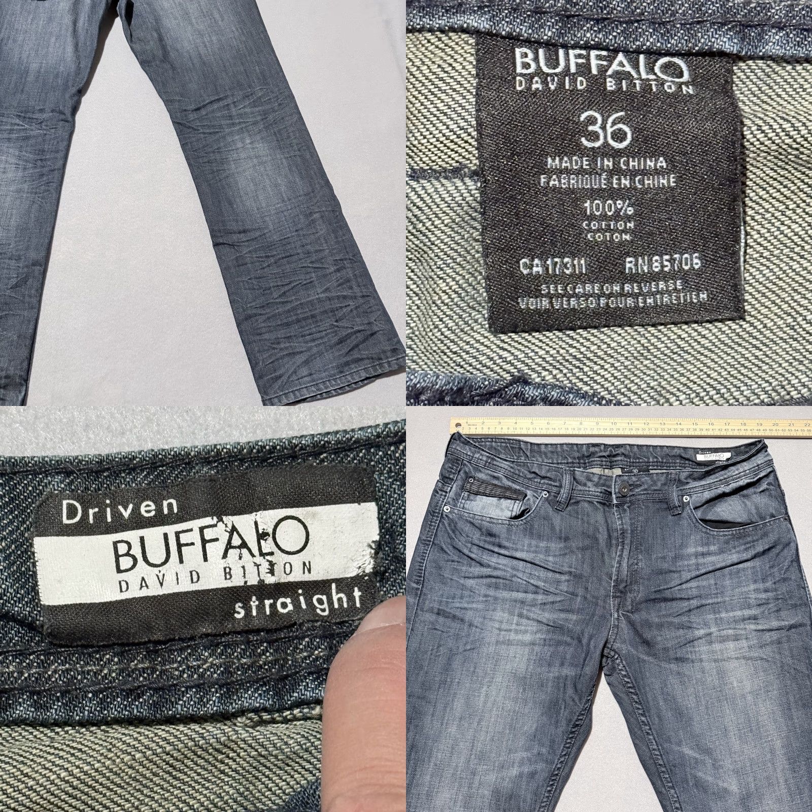 Buffalo David Bitton Buffalo David Bitton Straight Jeans Mens Blue Denim Mid-Rise Pockets Classic 36 Blue Mens Regular 36 Denim Jeans Size US 36 / EU 52 - 8 Thumbnail