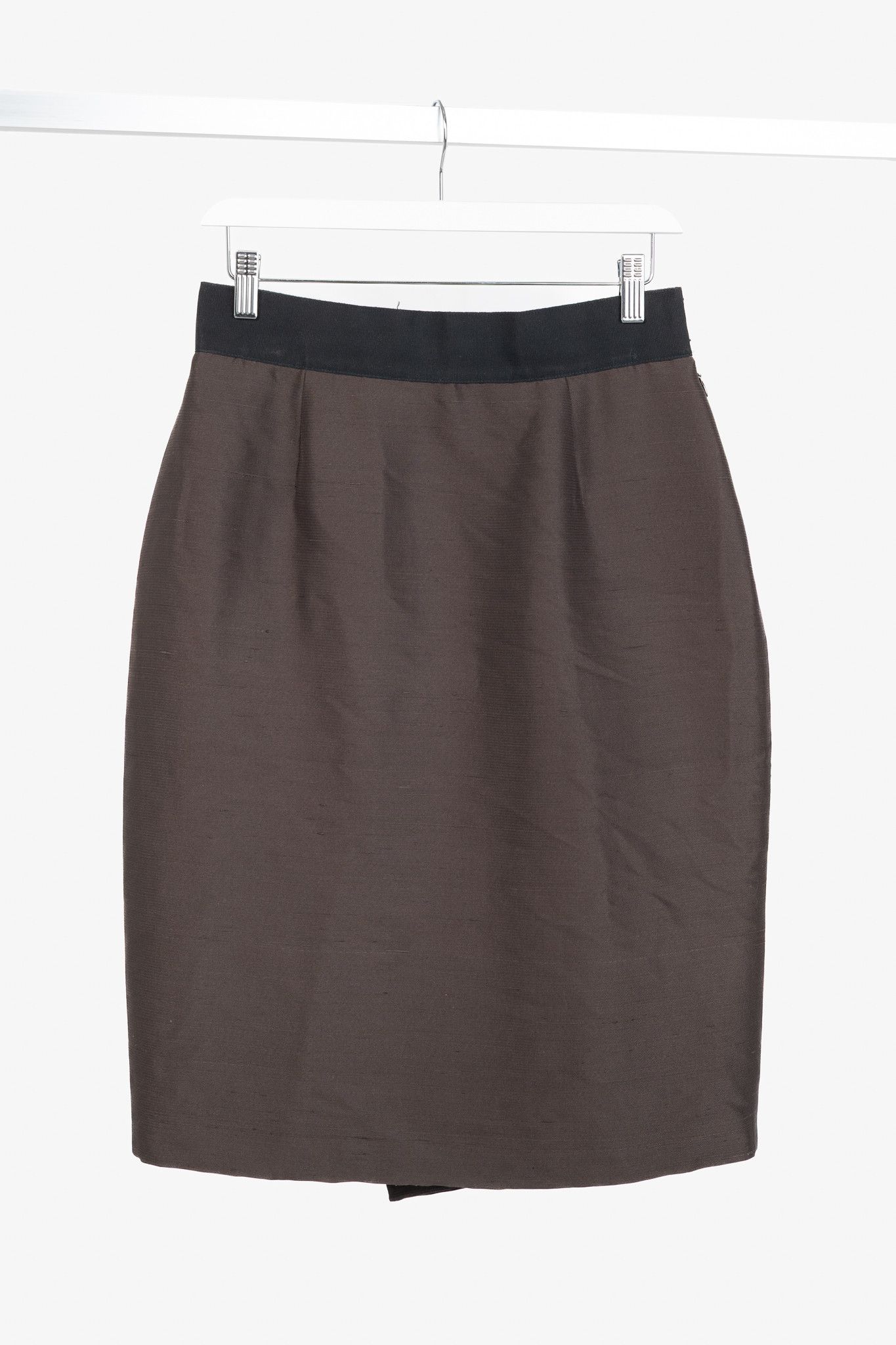 Valentino Valentino Brown Silk Shantung Pencil Skirt Size 30" / US 8 / IT 44 - 1 Thumbnail