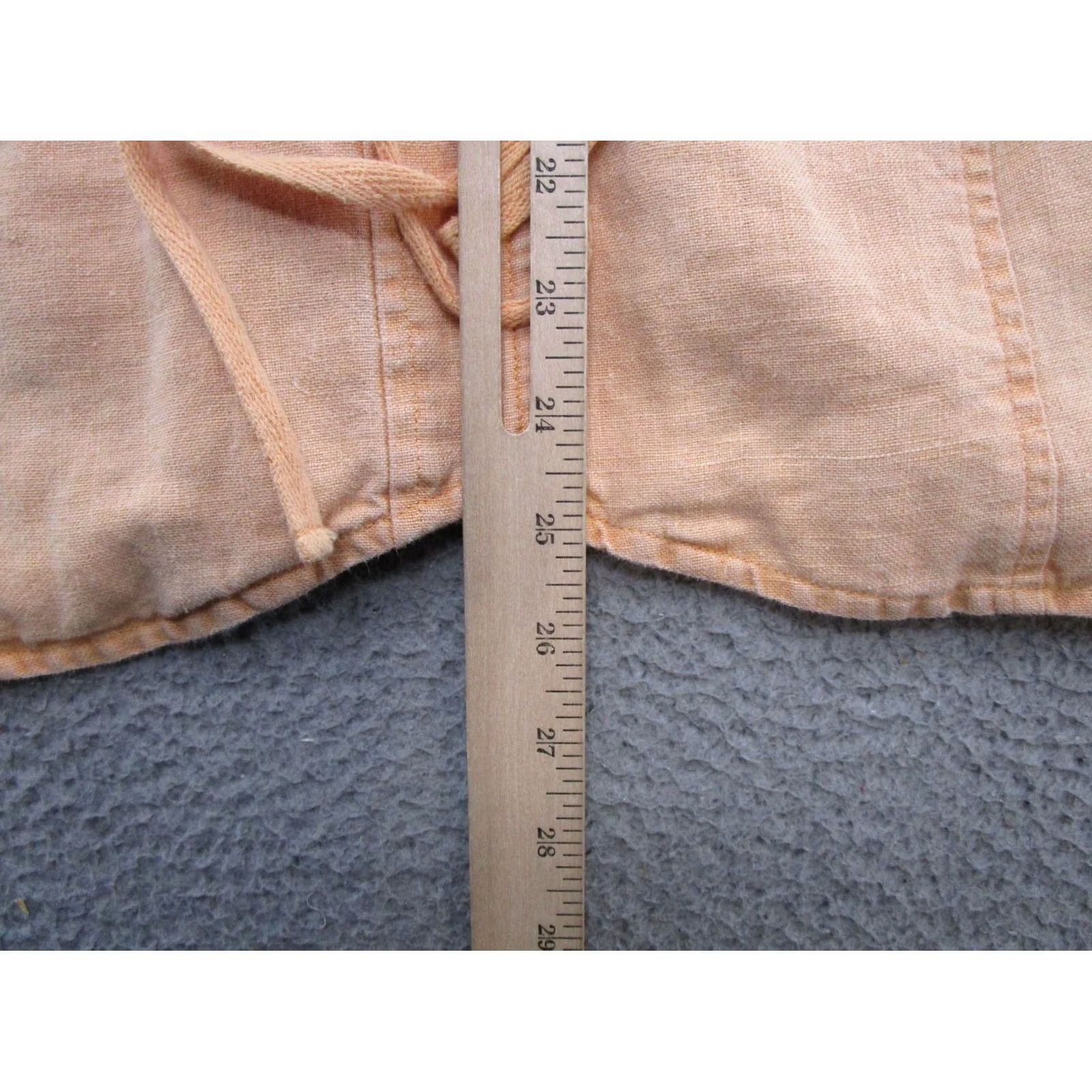 Athleta VINTAGE Athleta Jacket Women M Orange Linen Twill Pockets Cinch Snap Button Long Sleeve Mid-Length Casual Workwear Size M / US 6-8 / IT 42-44 - 5 Thumbnail