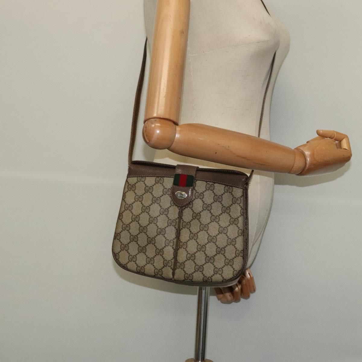 Gucci GUCCI GG Supreme Web Sherry Line Bag Pvc Beige Gold 10 02 Size ONE SIZE - 24 Thumbnail