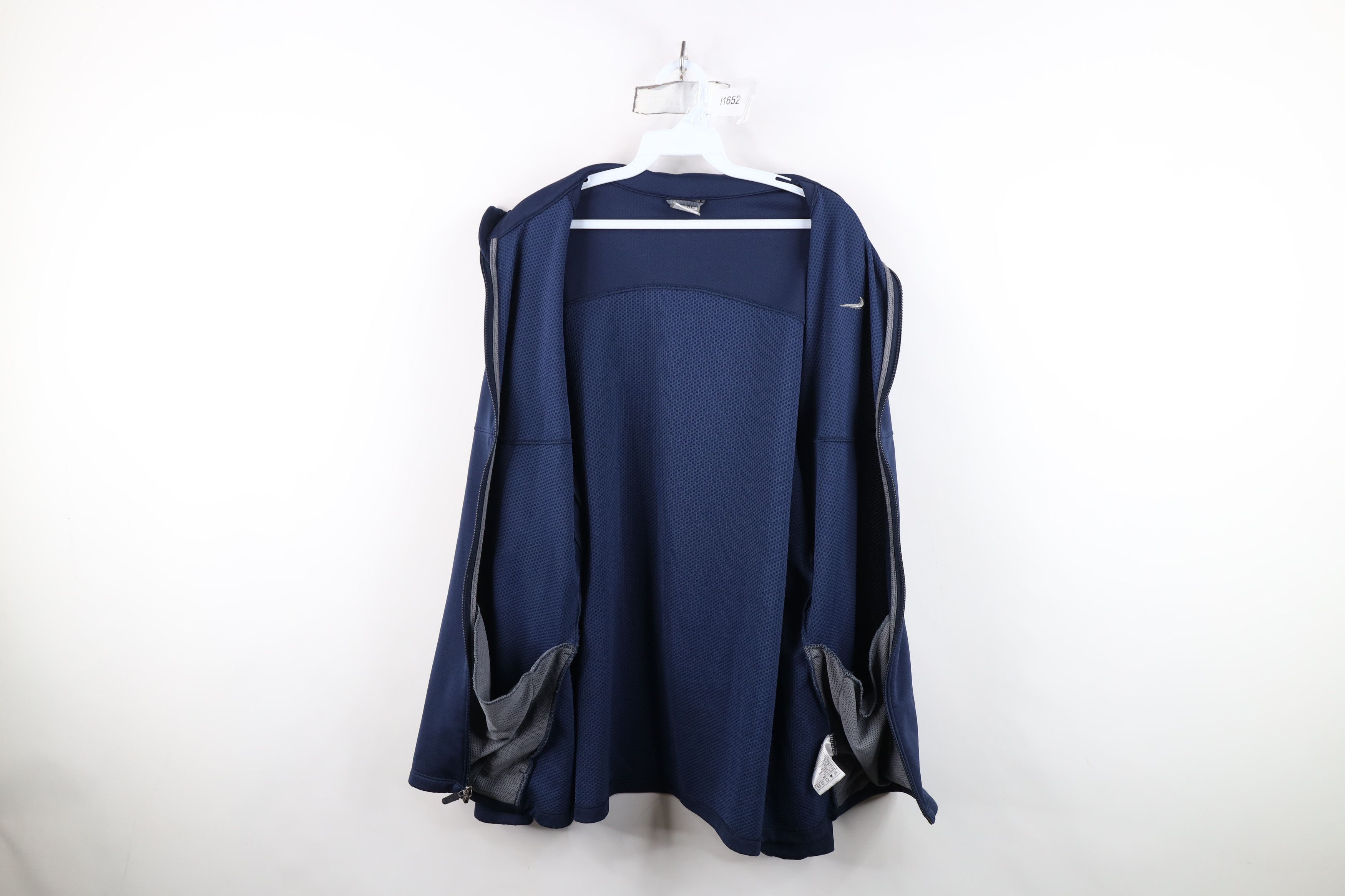 Nike Vintage Nike Mini Swoosh Thermal Knit Full Zip Jacket Blue Size US XL / EU 56 / 4 - 10 Thumbnail