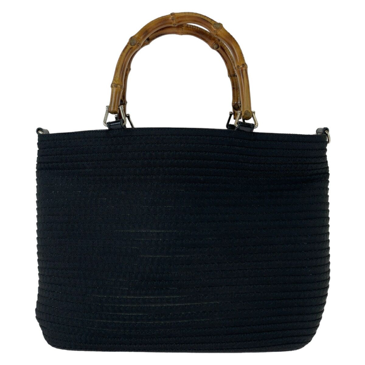 Gucci Gucci Bamboo Canvas Leather Tote Bag Canvas Tote Bag 000 1998 0540 in Black, Women's