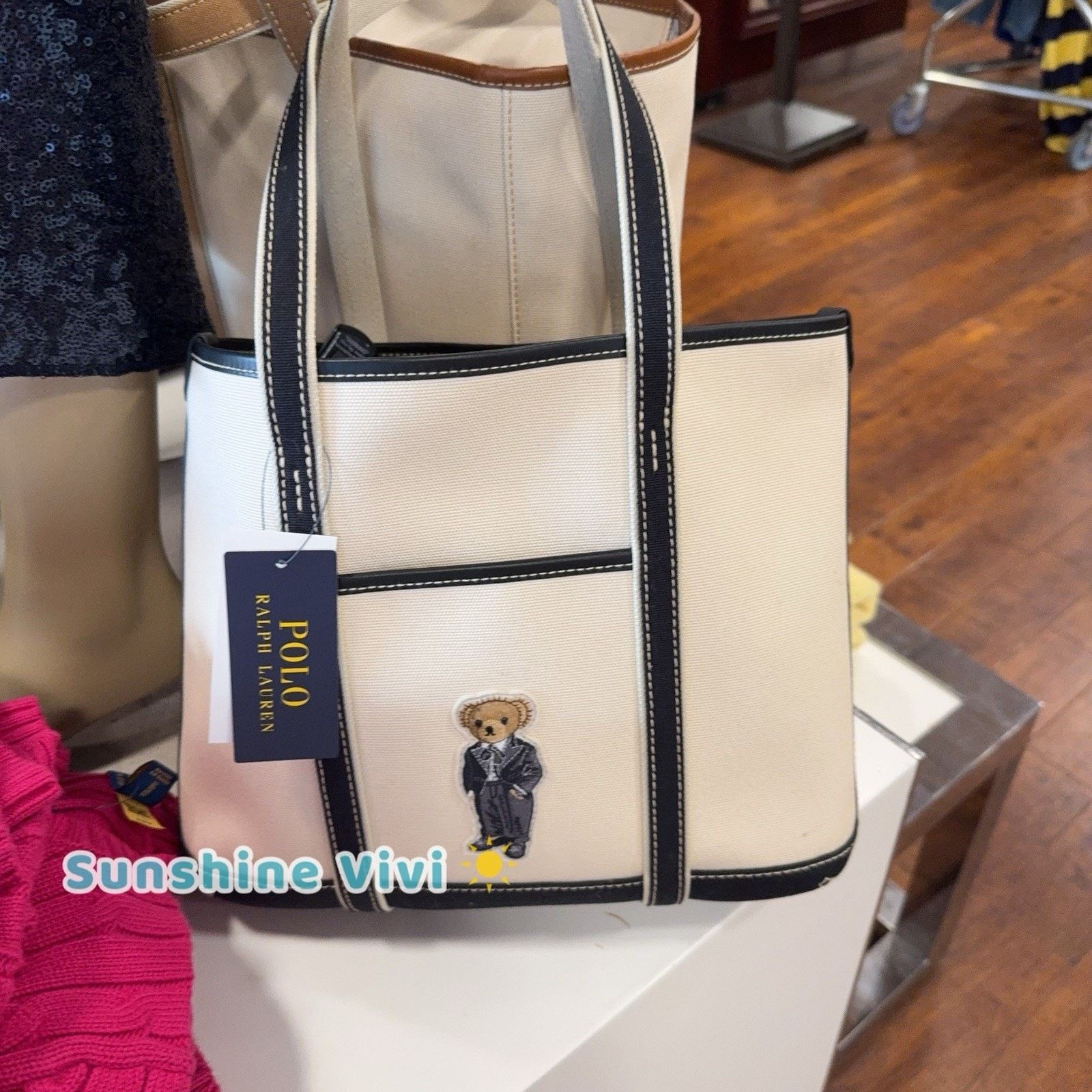Ralph Lauren NWT POLO Ralph Lauren Small Polo Bear Canvas Tote Bag Size ONE SIZE - 2 Thumbnail