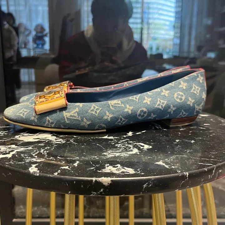 Louis Vuitton Denim Four Leaf Clover Flats -2508