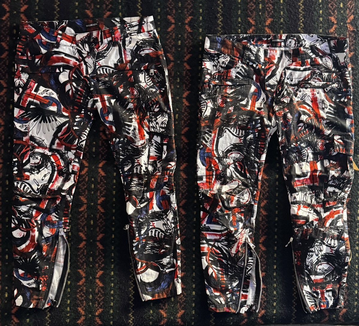 Balmain Balmain SS11 Decarnin Graffiti Camo Eagle Cargo Pants Size US 31 - 8 Thumbnail