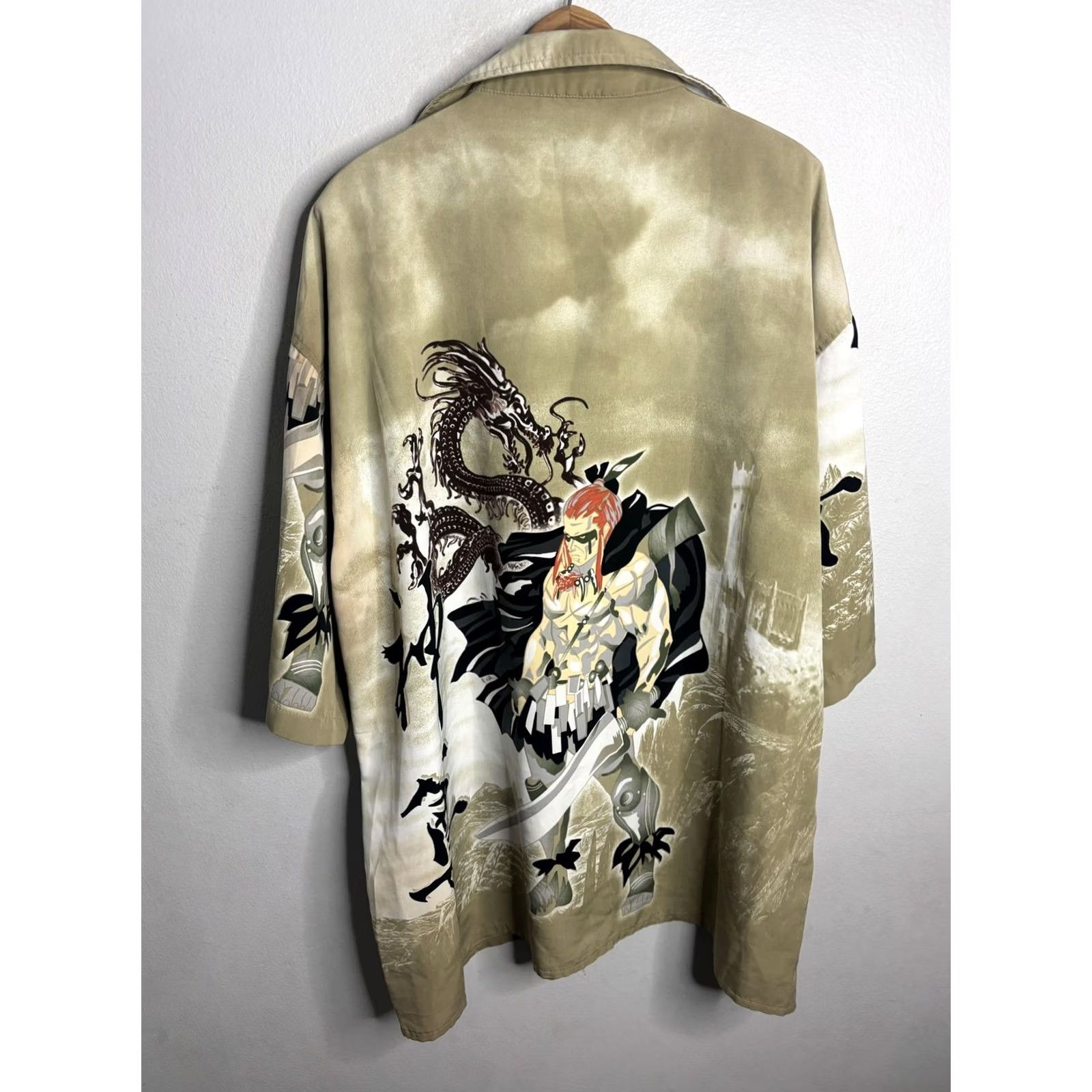 Vintage VINTAGE ZAM Collection Shirt Mens 2XL Samurai Dragon Graphic Beige Button Up Made Korea Size US XXL / EU 58 / 5 - 6 Thumbnail