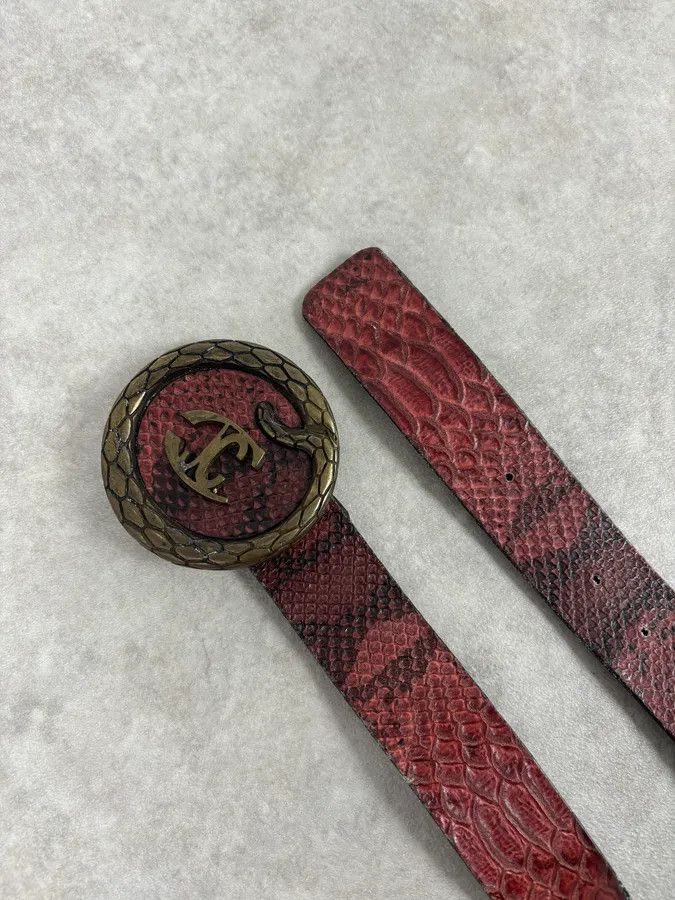 Just Cavalli 2010s Cavalli Snake Buckle Brown & Black Leather Belt Size ONE SIZE - 6 Thumbnail