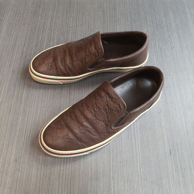 Gucci Gucci Stylish Brown Leather Casual Shoes 0079 Size US 7.5 / EU 40-41 - 1 Thumbnail