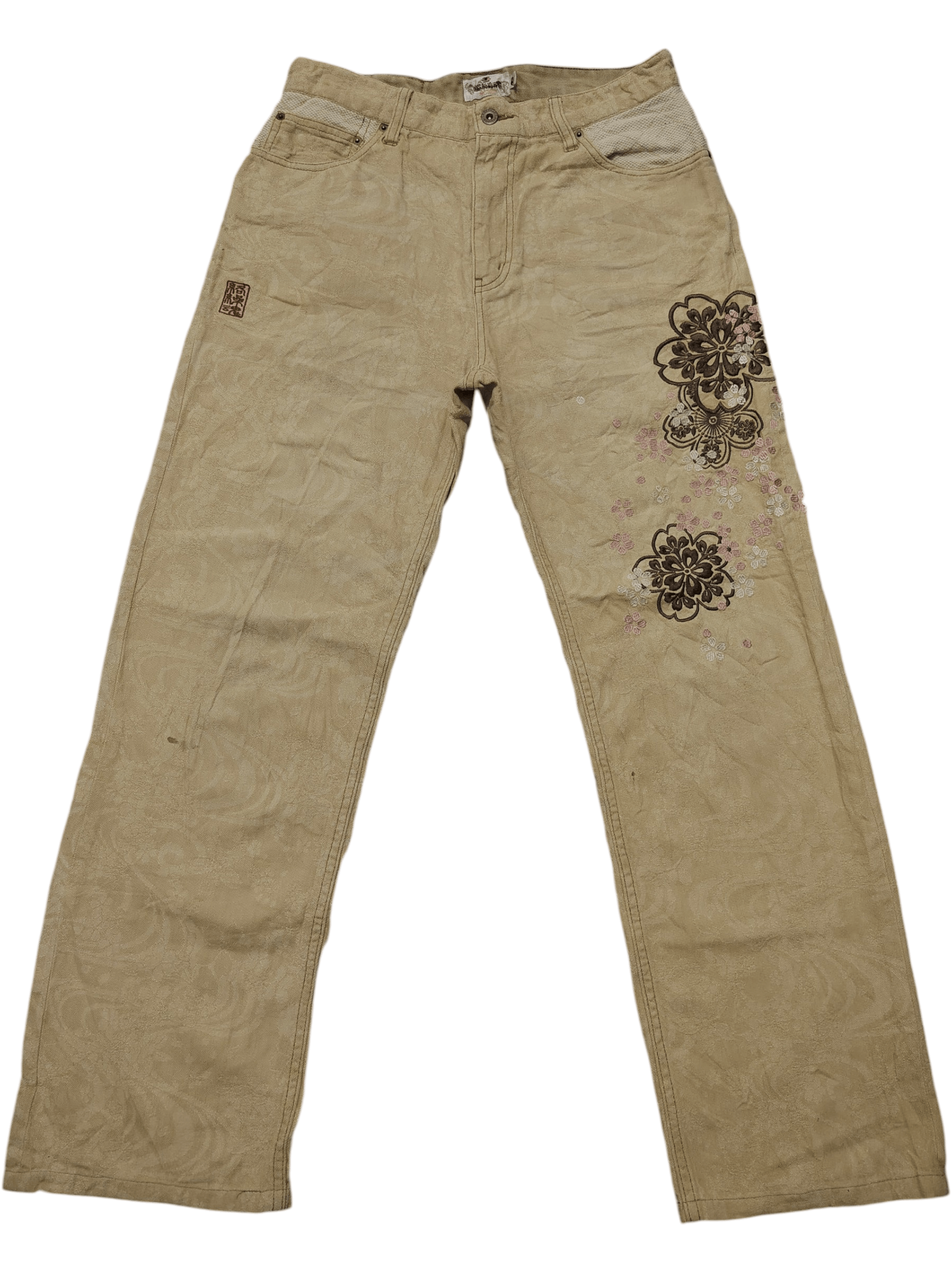 Karakuri Tamashii Rare Full Embroidered Japanese Sakura Flowers Jeans Size US 32 / EU 48 - 1 Thumbnail