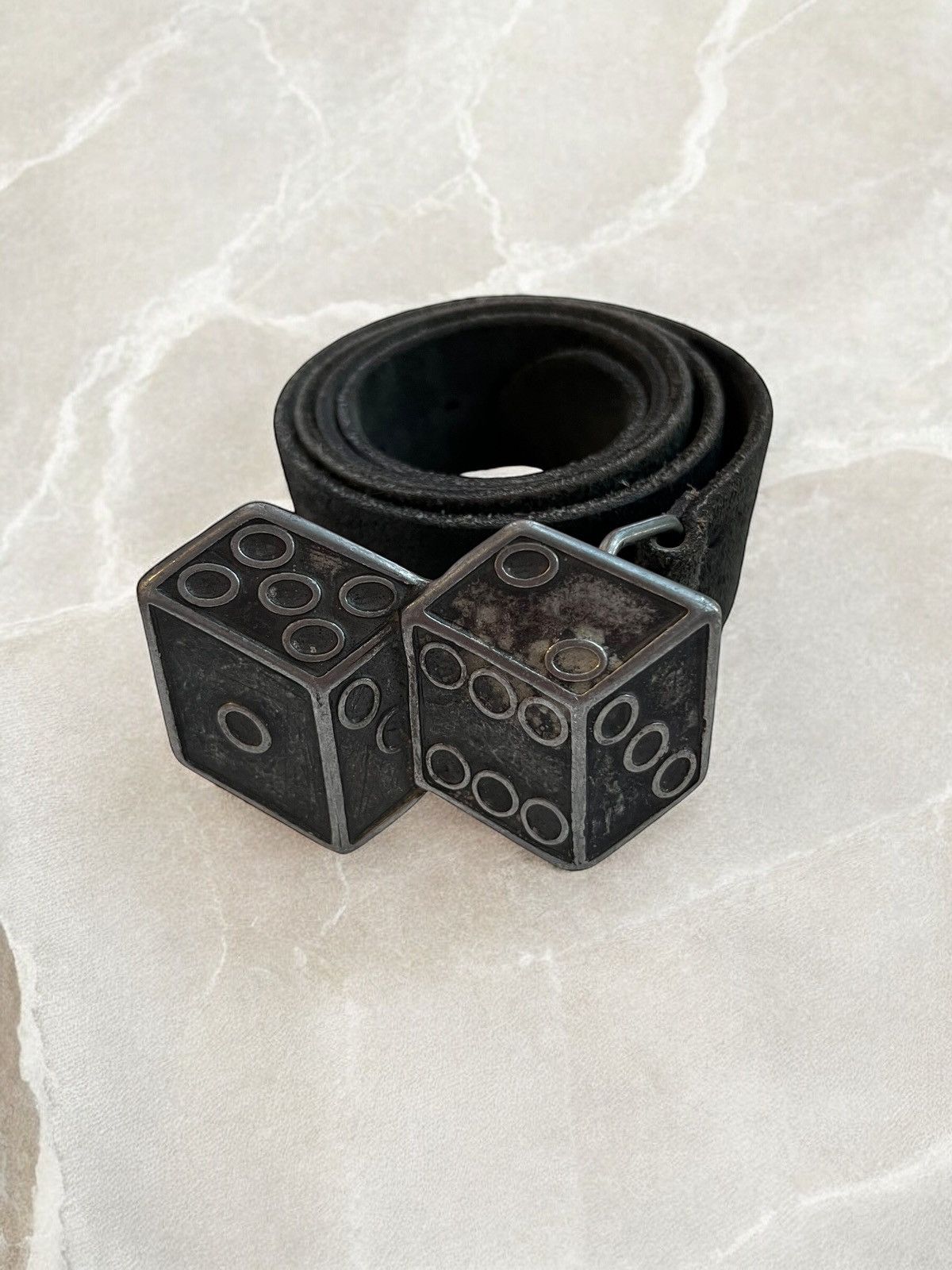 Leather × Vintage Casino Dice METAL BELT Vintage Leather diesel style avant Size ONE SIZE - 6 Thumbnail
