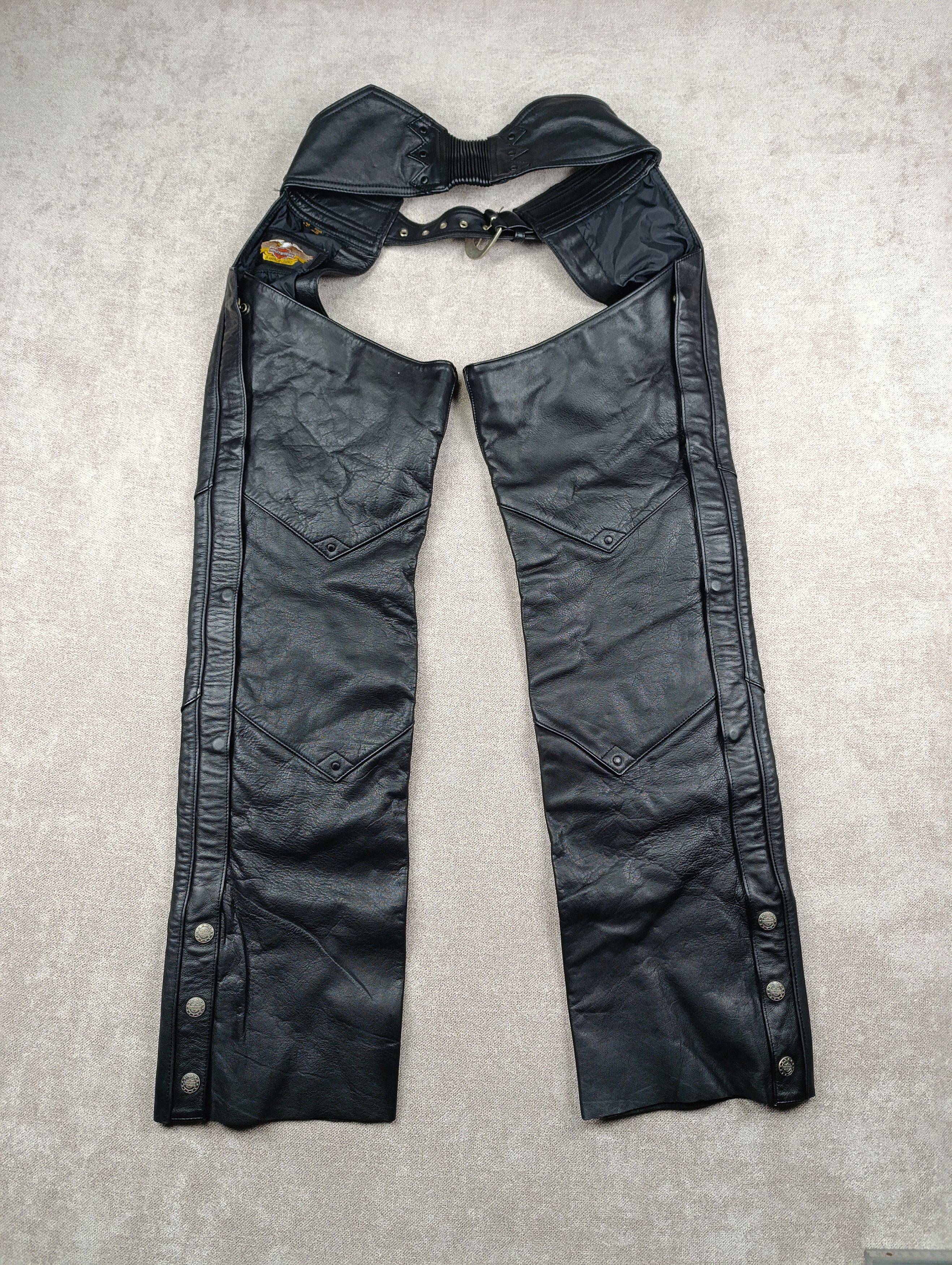 Harley Davidson HARLEY DAVIDSON BLACK LEATHER WOMENS MOTORCYCLE CHAPS PANTS Size 30" / US 8 / IT 44 - 11 Thumbnail
