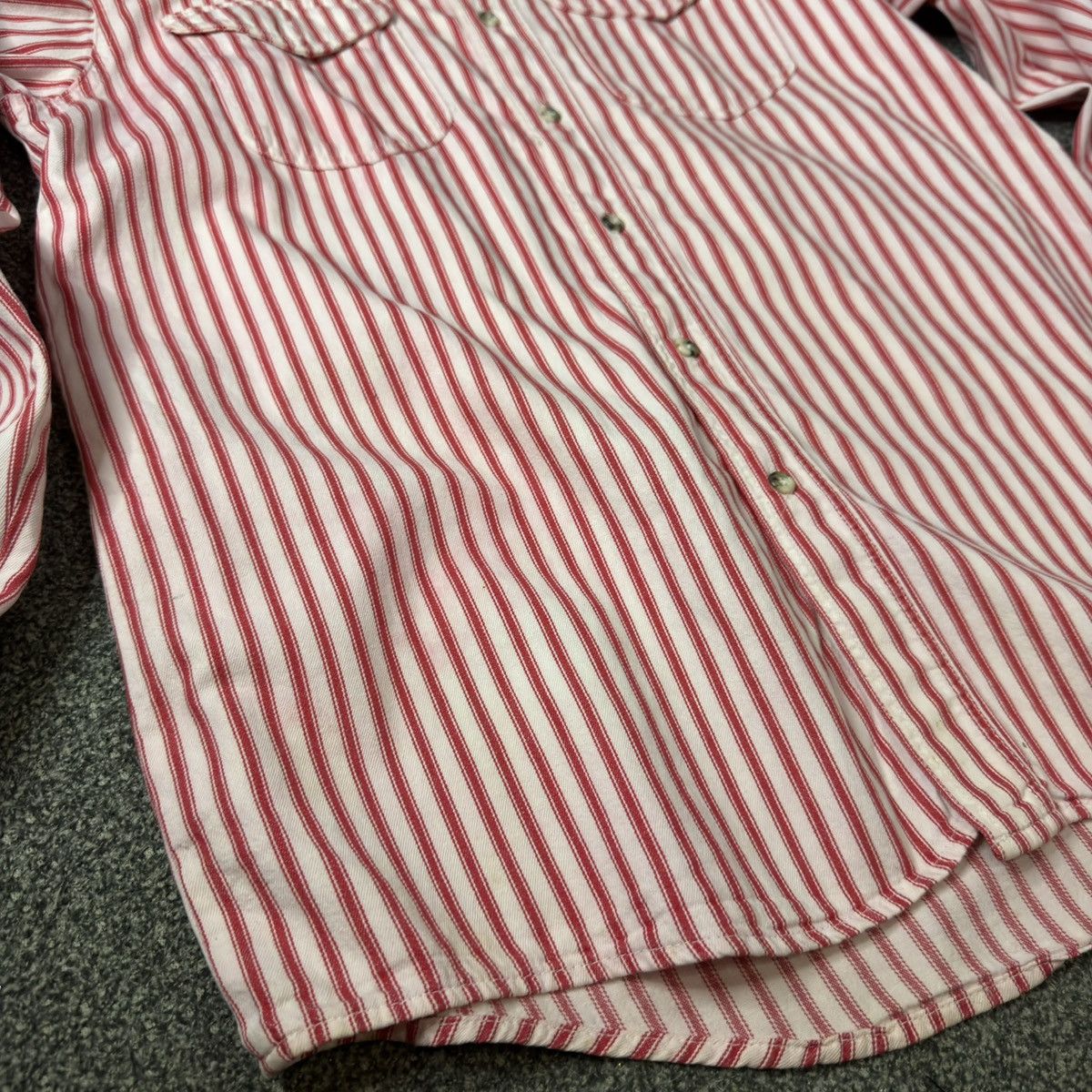 Vintage 80s Striped Cotton Button Down Double Chest Pocket in Red, Men's — image 5 of 6