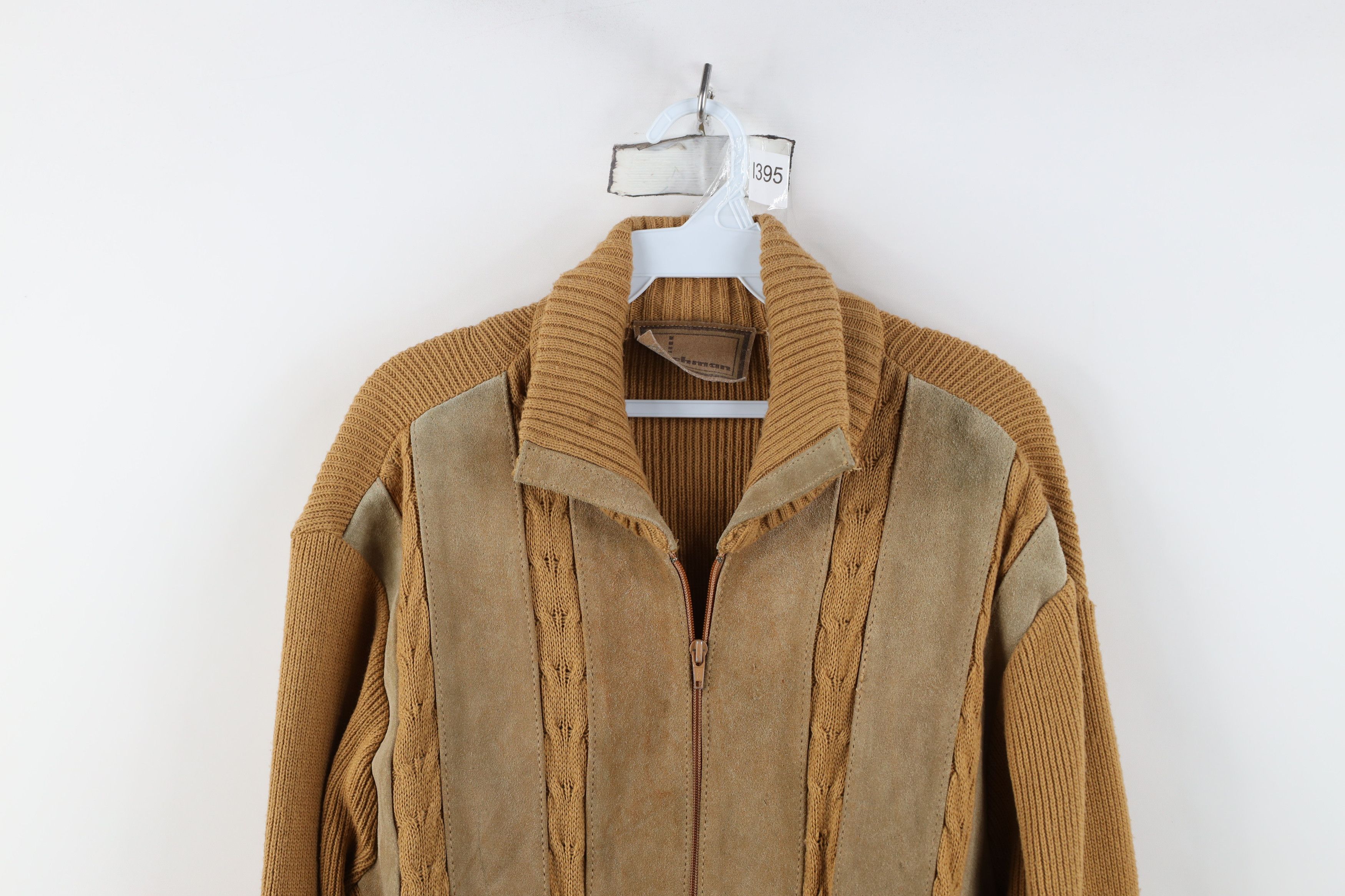 Vintage Vintage 70s Streetwear Leather Knit Sweater Jacket Swacket Size US M / EU 48-50 / 2 - 2 Thumbnail
