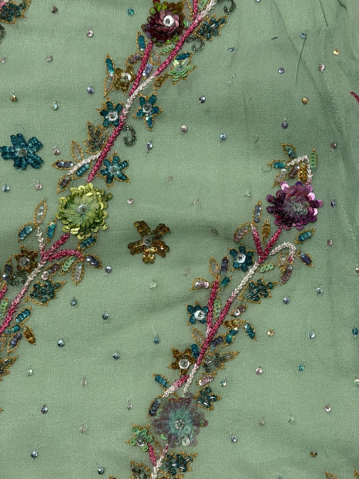 John Galliano JOHN GALLIANO Spring Summer 2005 Embroidered Silk Midi Dress Size XS / US 0-2 / IT 36-38 - 5 Thumbnail