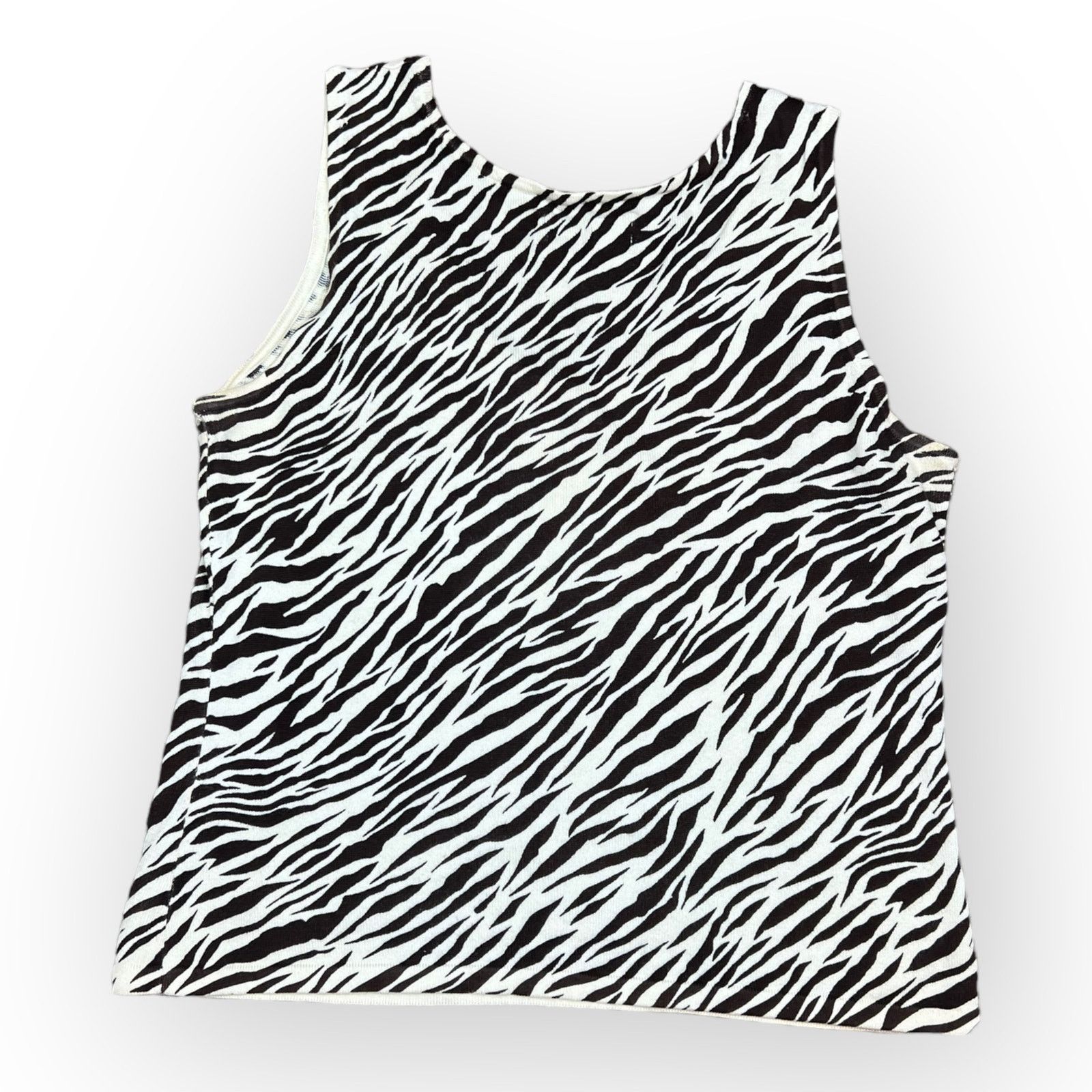 Liz Claiborne Liz Claiborne | Vintage Knit Tank Top Zebra Print | Size 10 Size L / US 10 / IT 46 - 7 Thumbnail