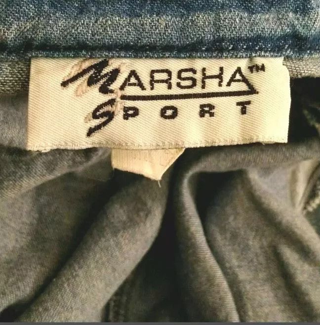 Vintage Vintage 90s MARSHA SPORT Dress Blue L Distres Flower Buttons Size L / US 10 / IT 46 - 6 Thumbnail
