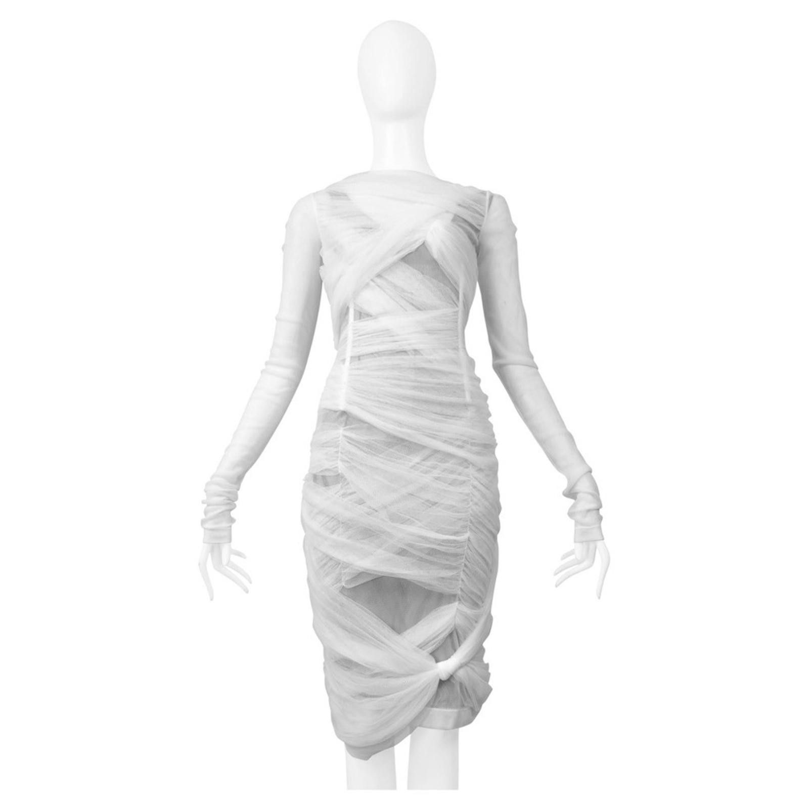 Dolce & Gabbana RARE Dolce & Gabbana Archival Mummy White Layered Mesh Dress Size XS / US 0-2 / IT 36-38 - 4 Thumbnail