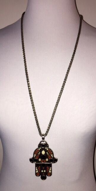 Designer New Authentic Theodora & Antique Silver Red Hamsa Necklace Size ONE SIZE - 2 Thumbnail