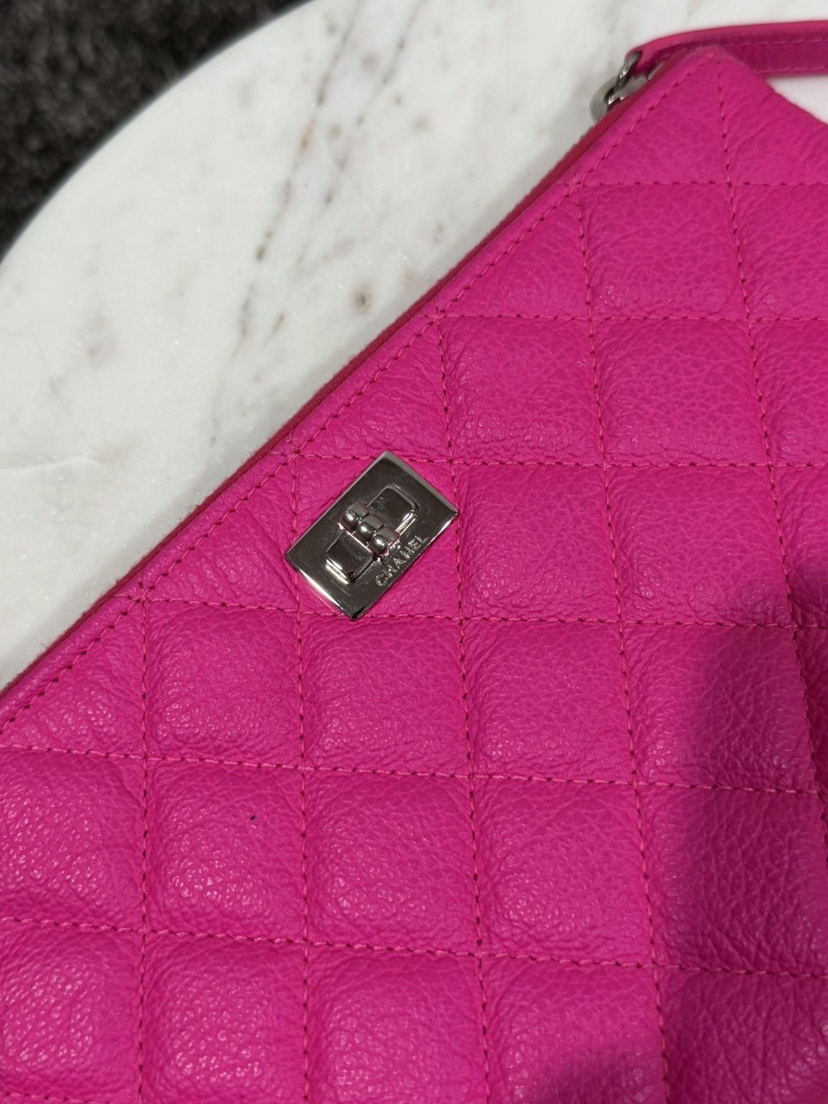Chanel Chanel Pink Goatskin Quilted Cavier O-Case Pouch Wallet Bag Size ONE SIZE - 12 Thumbnail