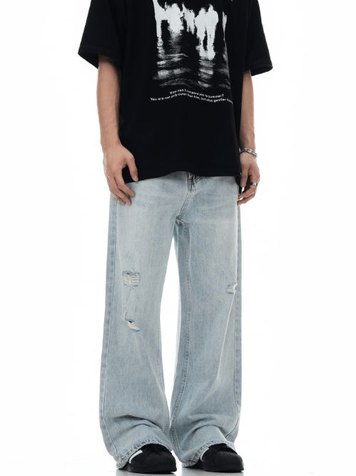 Japanese Brand Vintage loose casual washed ripped jeans y2k Size US 32 / EU 48 - 2 Thumbnail