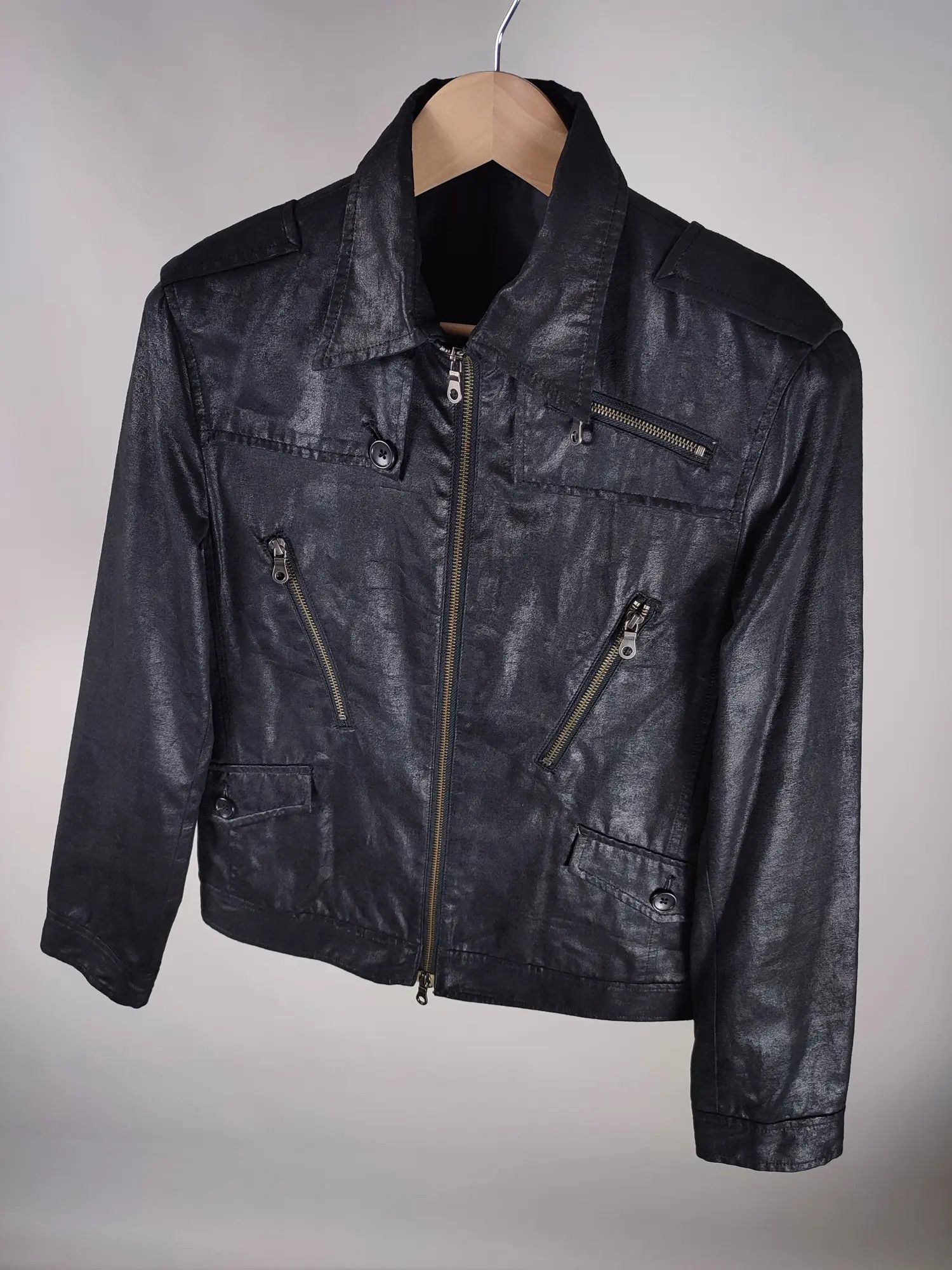 Japanese Brand × Vintage Buona Giornata Japanese Polyurethane Leather Zip Moto Jacket Size L / US 10 / IT 46 - 2 Thumbnail
