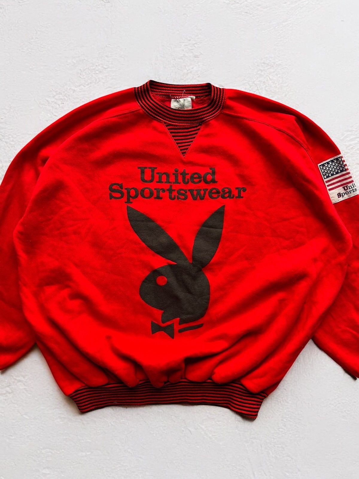 Playboy PLAYBOY 80s LICENSED RARE USA FLAG SWEATSHIRT MADE IN ITALY Size US M / EU 48-50 / 2 - 4 Thumbnail