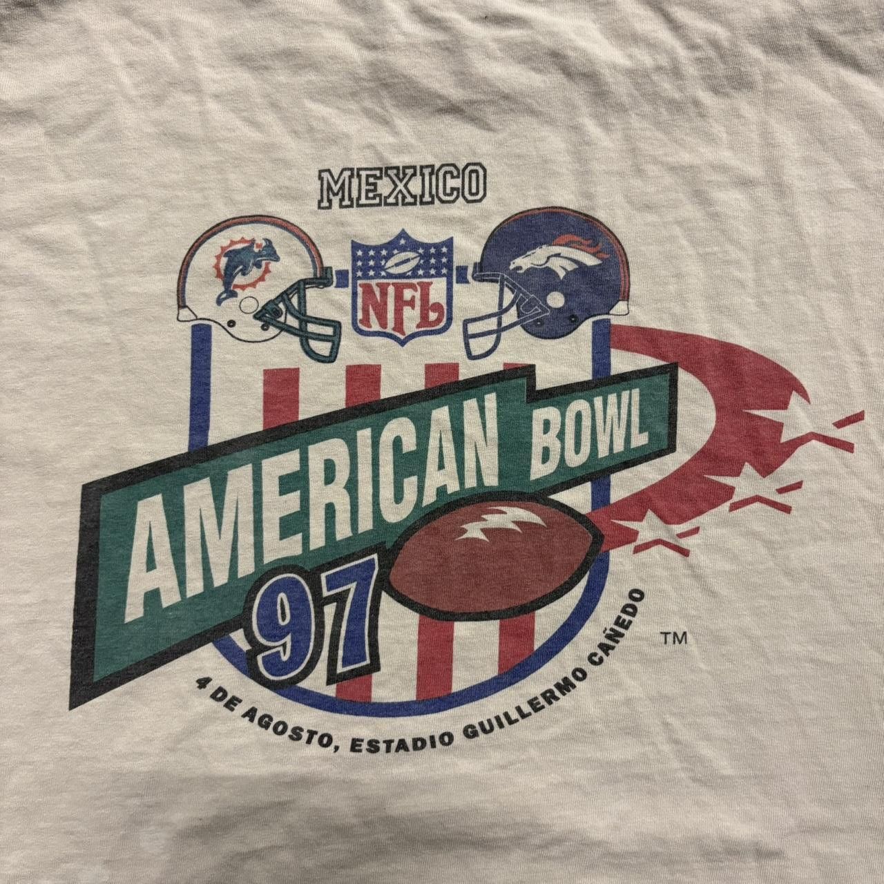 NFL Crazy Vintage Y2K/2000s 1997 NFL American Bowl Mexico White Cream ReeBok Graphic Tee Shirt! Size US L / EU 52-54 / 3 - 2 Thumbnail