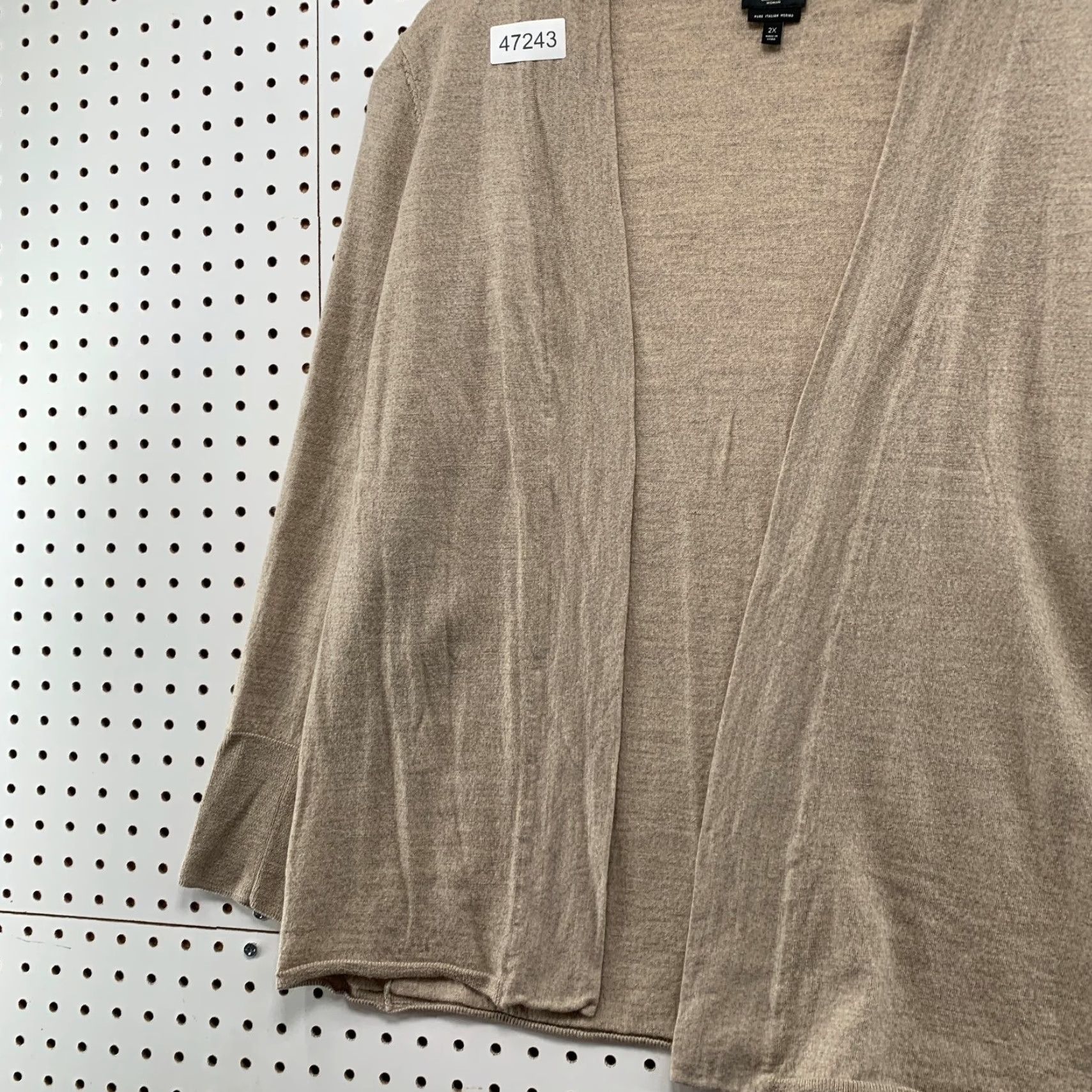 Talbots Talbots Cardigan 100% Merino Wool Womens 2X Open Front Beige Italian 2X Solid Knit Long Sleeve Casual Sweater Size XXL / US 16-18 / IT 52-54 - 6 Thumbnail