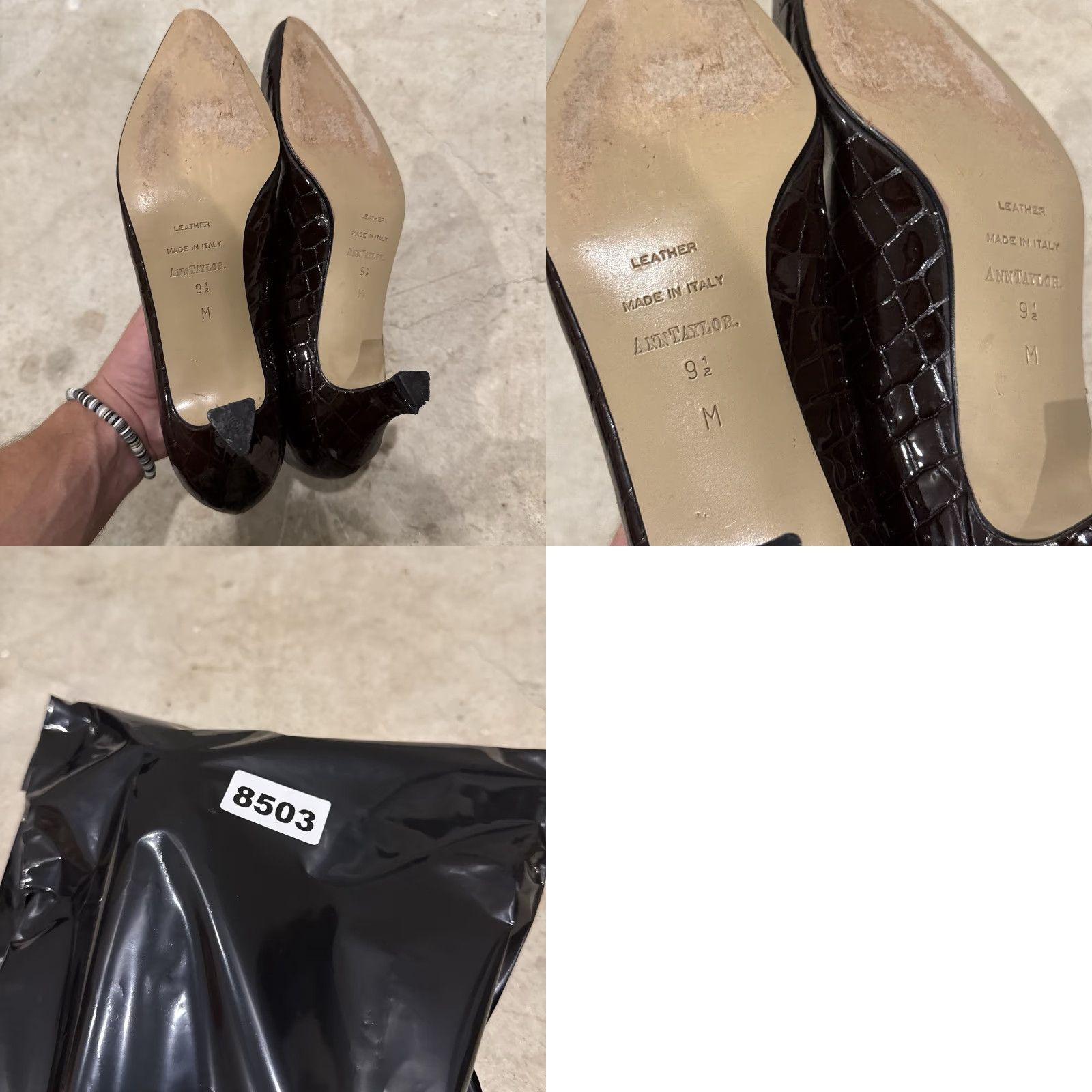 Ann Taylor VINTAGE Ann Taylor Pump Women Size 9.5M Snake Crocodile Skin Embossed Leather Pointed Toe Slip On Stiletto Heel High Brown Taupe Shoes Size US 10 / IT 40 - 8 Thumbnail