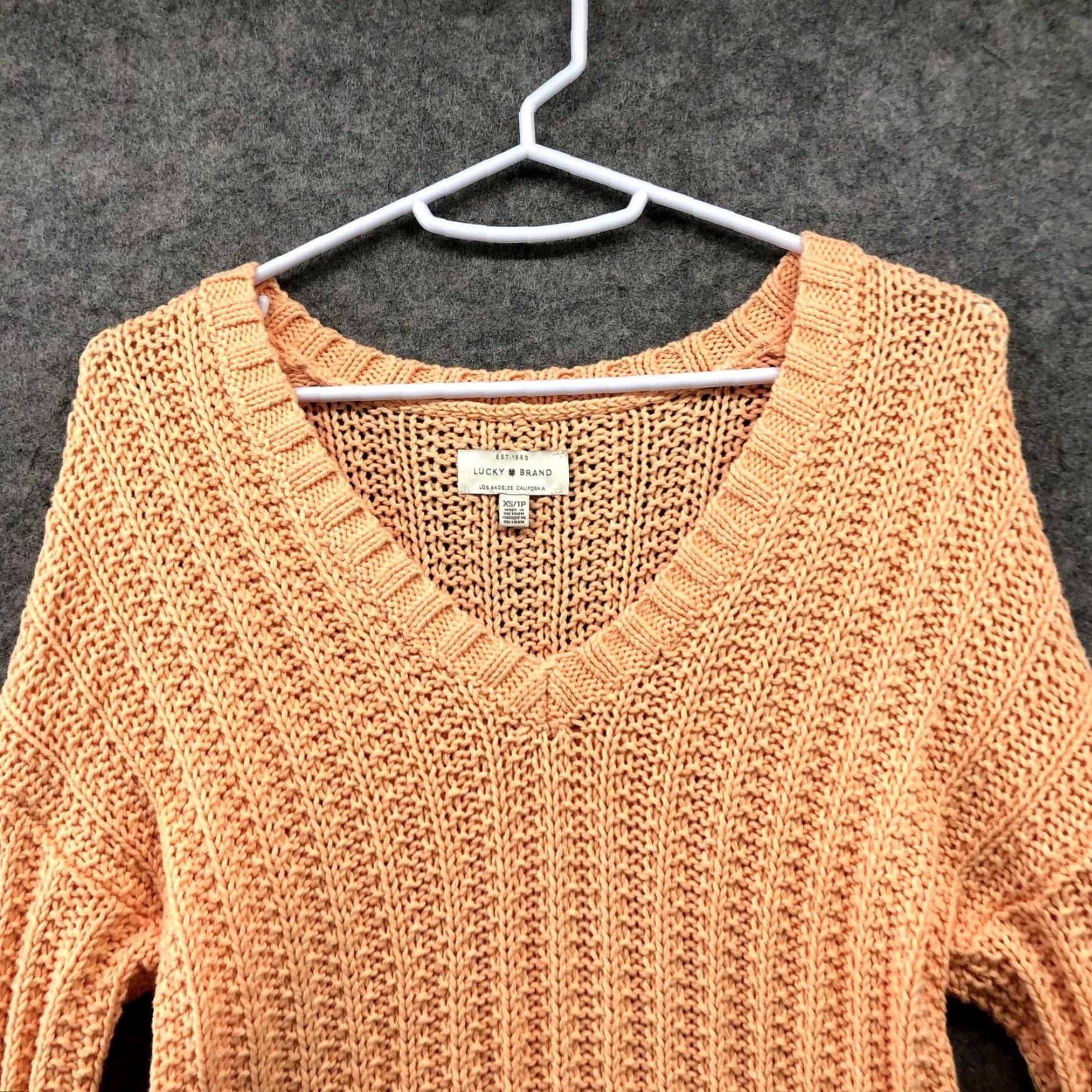 Lucky Brand Lucky Brand Sweater Womens XS Orange Chunky Knit V-Neck High Low Pullover Size XS / US 0-2 / IT 36-38 - 3 Thumbnail
