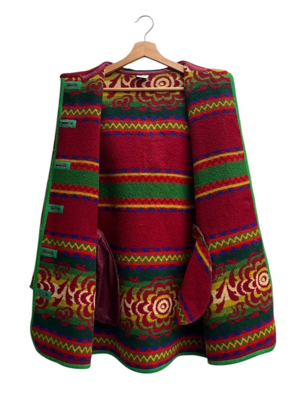 United Colors Of Benetton Fur Flowers Hoodie Jacket Native Navajo Size US XS / EU 42 / 0 - 2 Thumbnail
