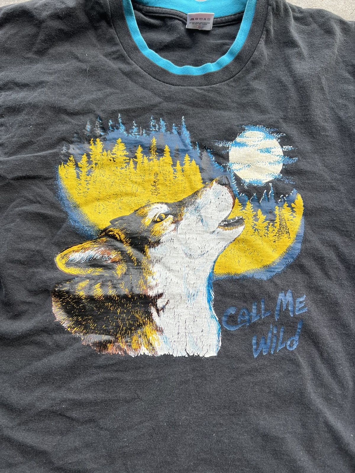 Fruit Of The Loom × Vintage 🐺 VINTAGE 1980s WOLF GRAPHIC TEE 🐺 Size US L / EU 52-54 / 3 - 4 Thumbnail