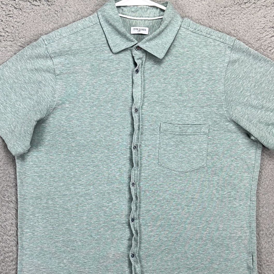 Vintage VINTAGE? No. Tom James Linen Blend Button Up Shirt Adult XL Light Green Short Sleeve Mens Size US XL / EU 56 / 4 - 2 Thumbnail