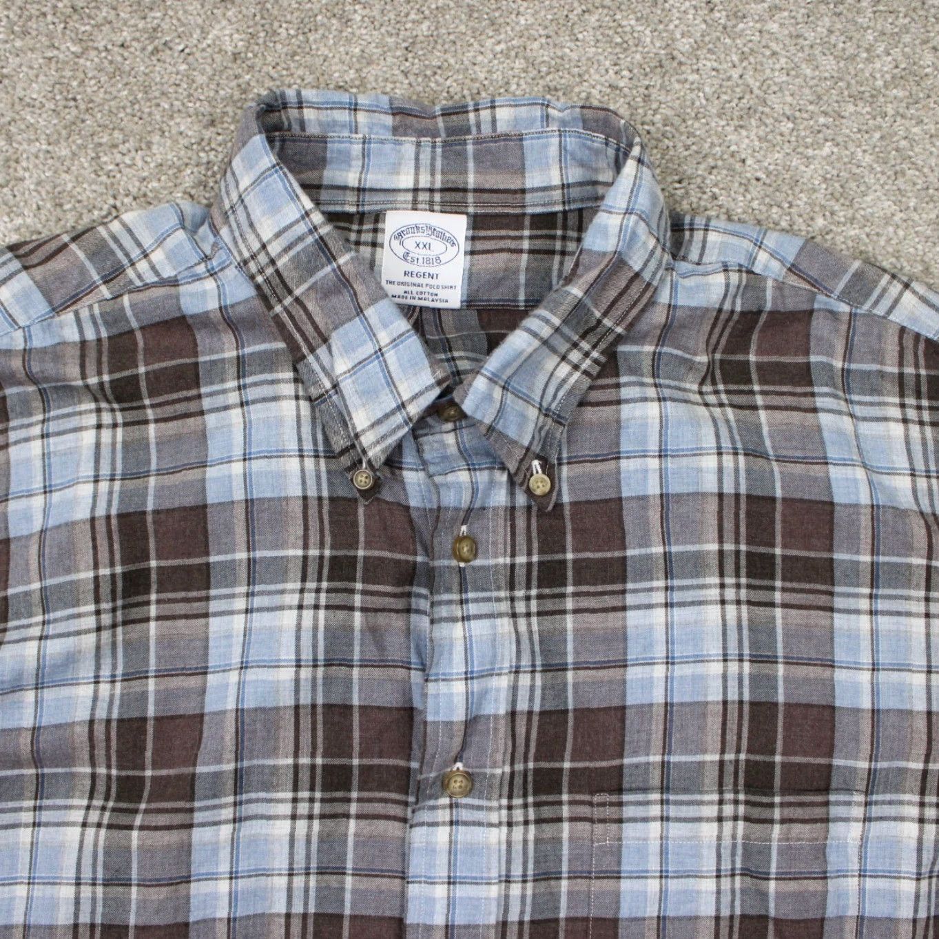 Brooks Brothers Brooks Brothers Regent Fit Shirt Mens 2XL XXL Button-Down Blue/Brown Plaid Long Sleeve Casual Formal Workwear 1818 Mens Clothing Size US XXL / EU 58 / 5 - 5 Thumbnail