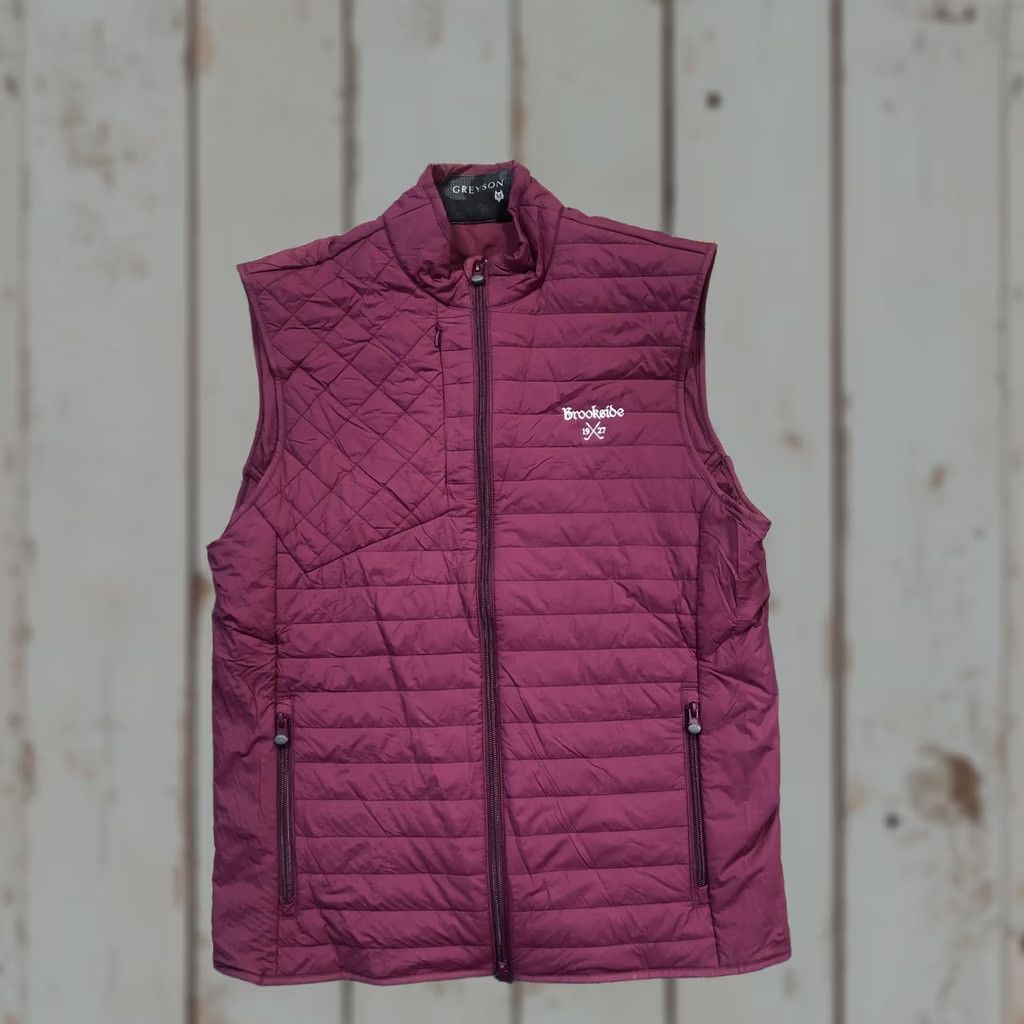 Vintage Greyson Vest Mens M Red Quilted Full Zip Insulated Golf Brookside Logo Size US M / EU 48-50 / 2 - 1 Thumbnail