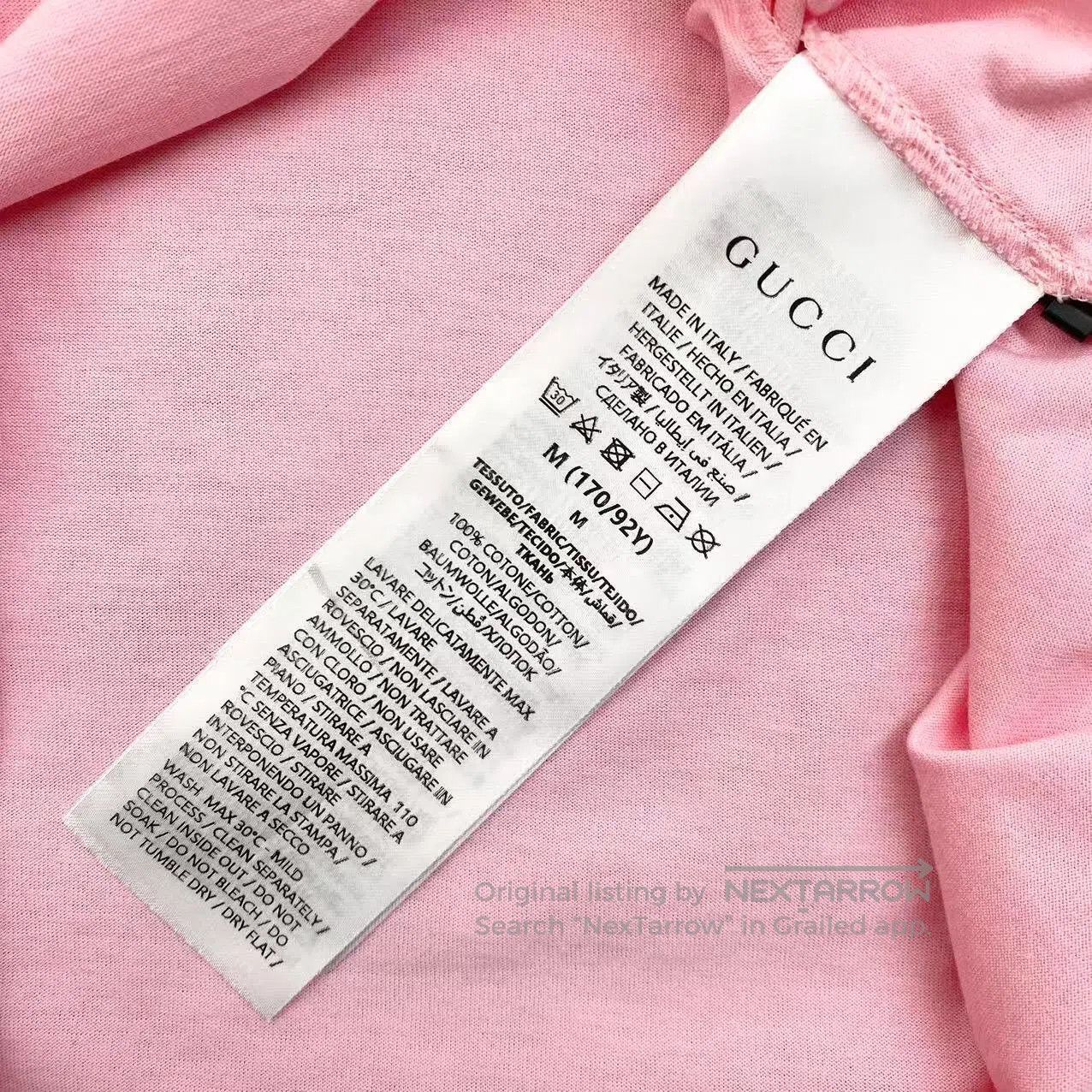 Gucci Guicci 24SS pink butterfly logo embroidered short sleeves| Size M / US 6-8 / IT 42-44 - 4 Thumbnail