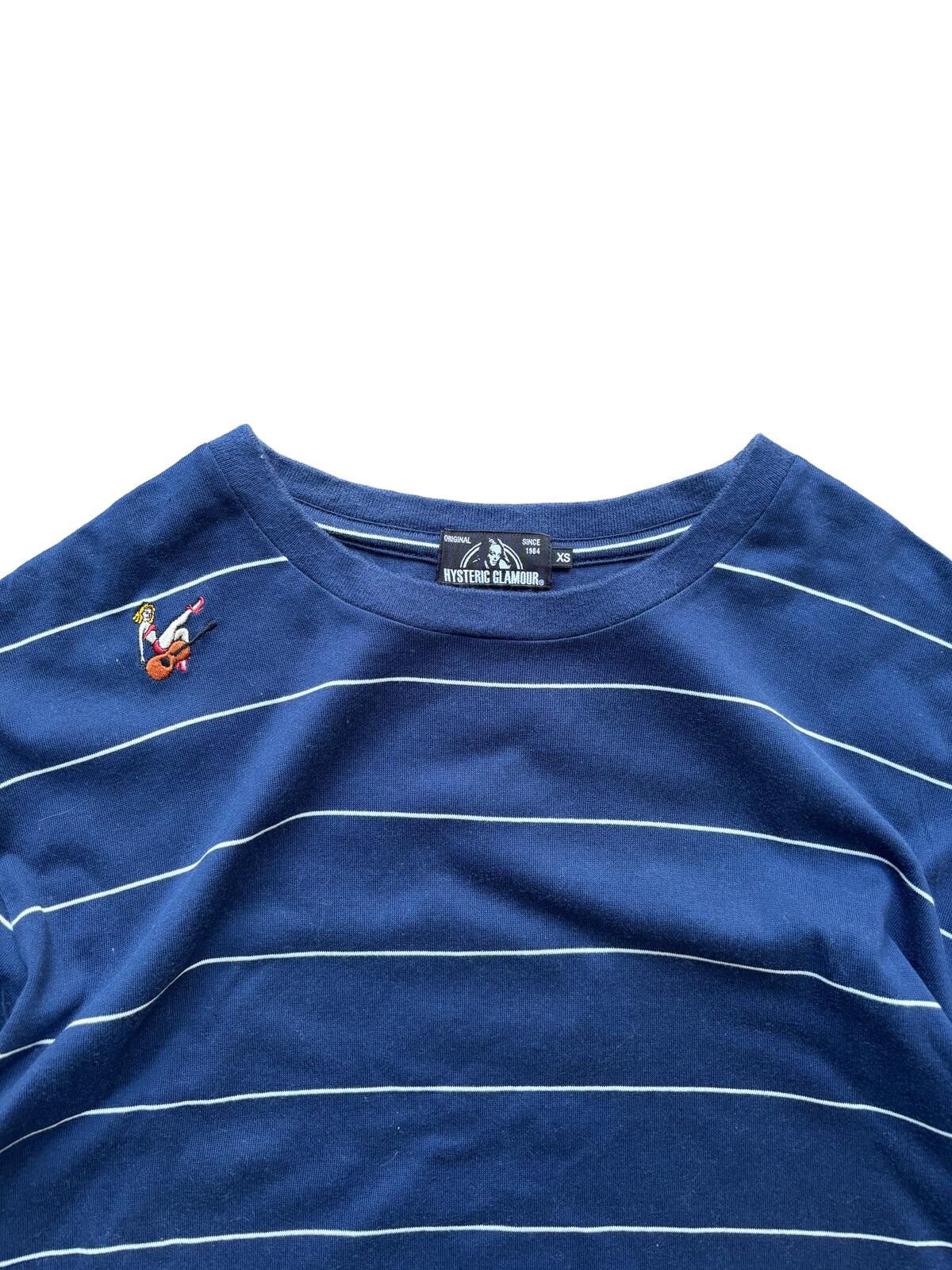 Hysteric Glamour Hysteric Glamour Striped Guitar Girl T Shirt Navy XS Size US XS / EU 42 / 0 - 2 Thumbnail