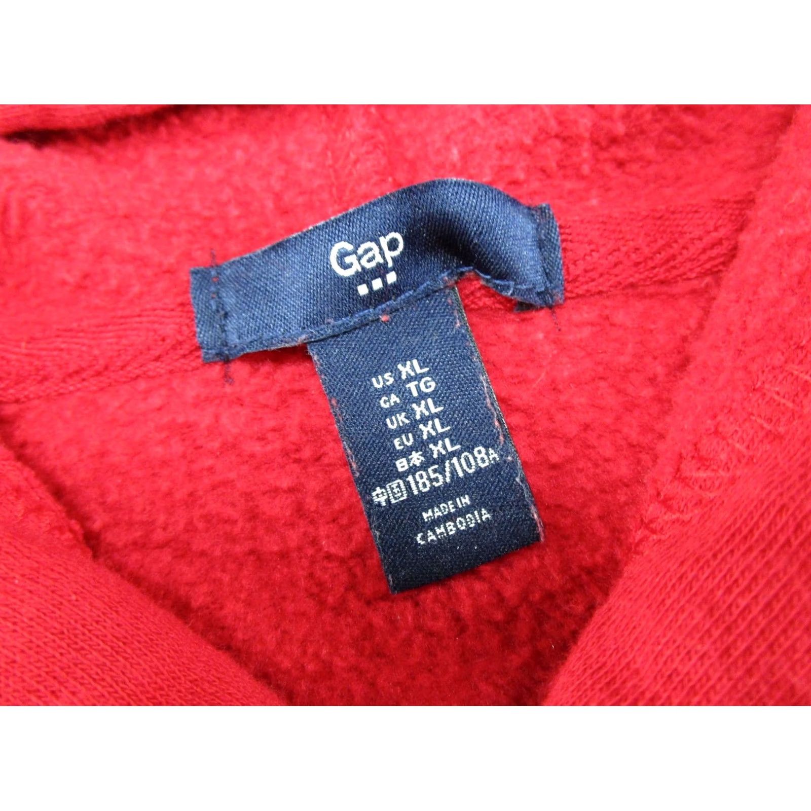 Gap VTG GAP Pullover Hoodie Mens XL Red Crew Neck Fleece Cotton Baggy 90s Skater Sports All Seasons Hooded Size US XL / EU 56 / 4 - 3 Thumbnail