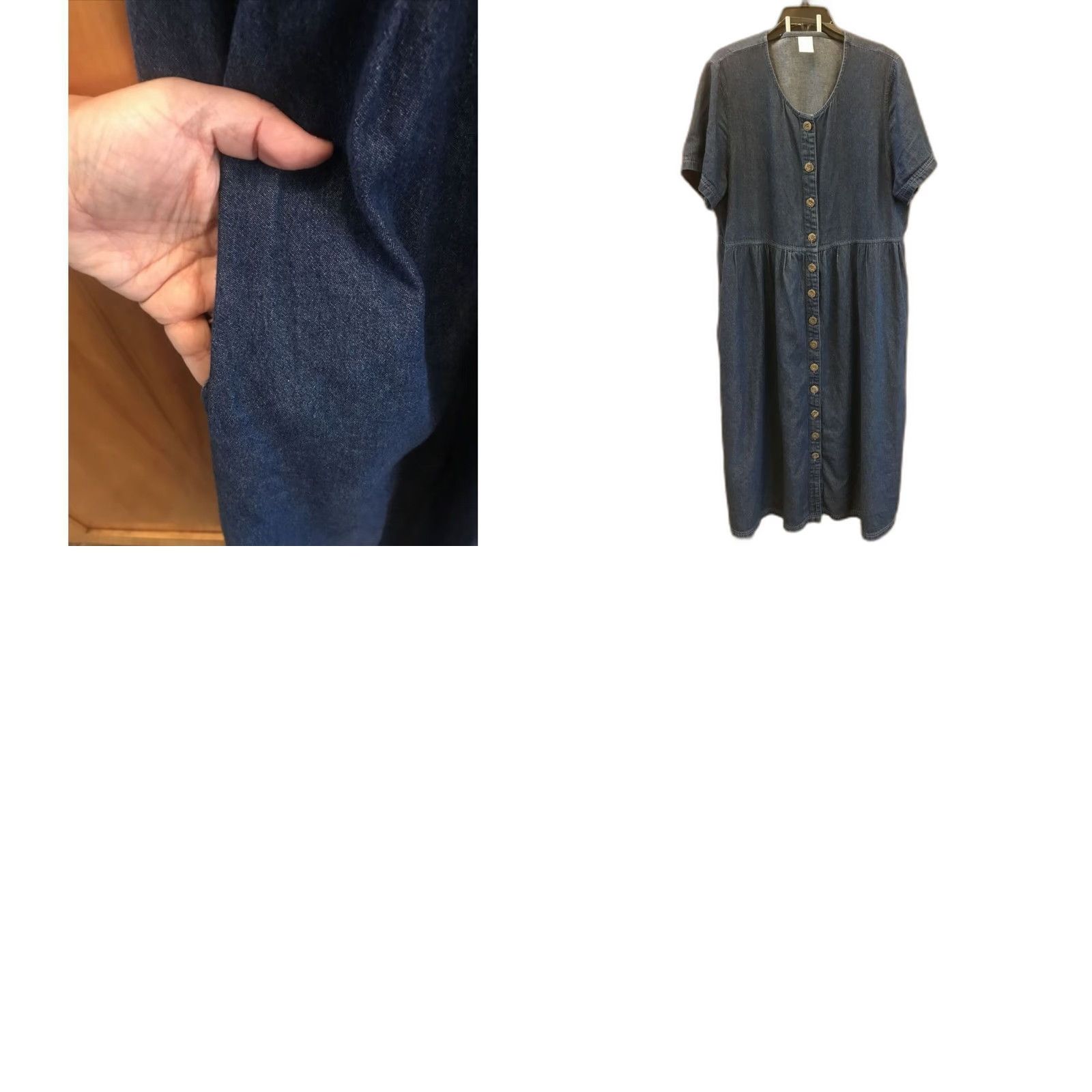 Blair Blair Denim Maxi Dress Button Down Short Sleeve XL Pockets Women Blue Regular Size XL Dress Length Midi Fit & Flare Size 40" / US 18 - 8 Thumbnail