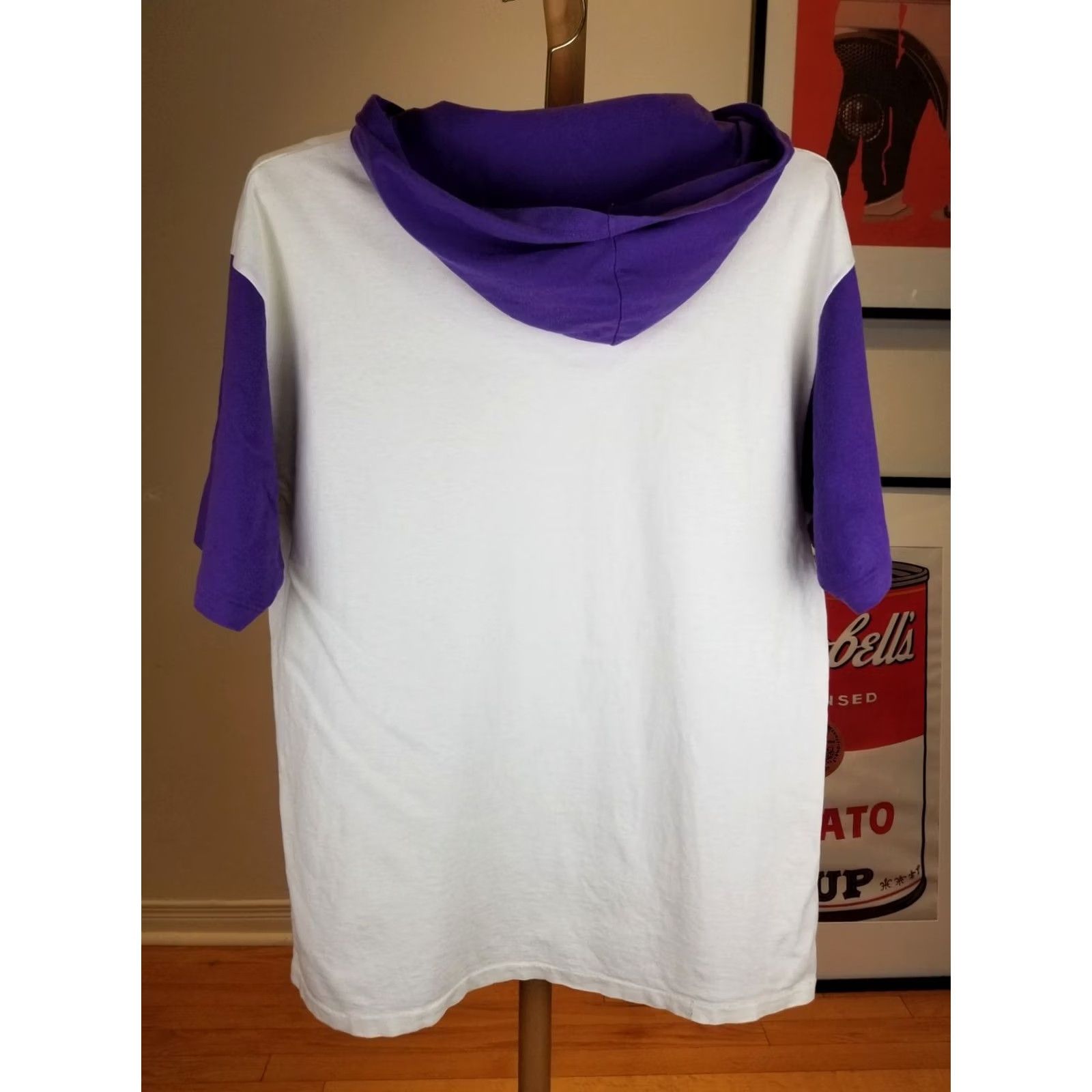 Vintage Keywords: Vintage Shirt, 90s New York Hooded White Purple Cotton Large Single Stitch Clothing, Size US L / EU 52-54 / 3 - 7 Thumbnail