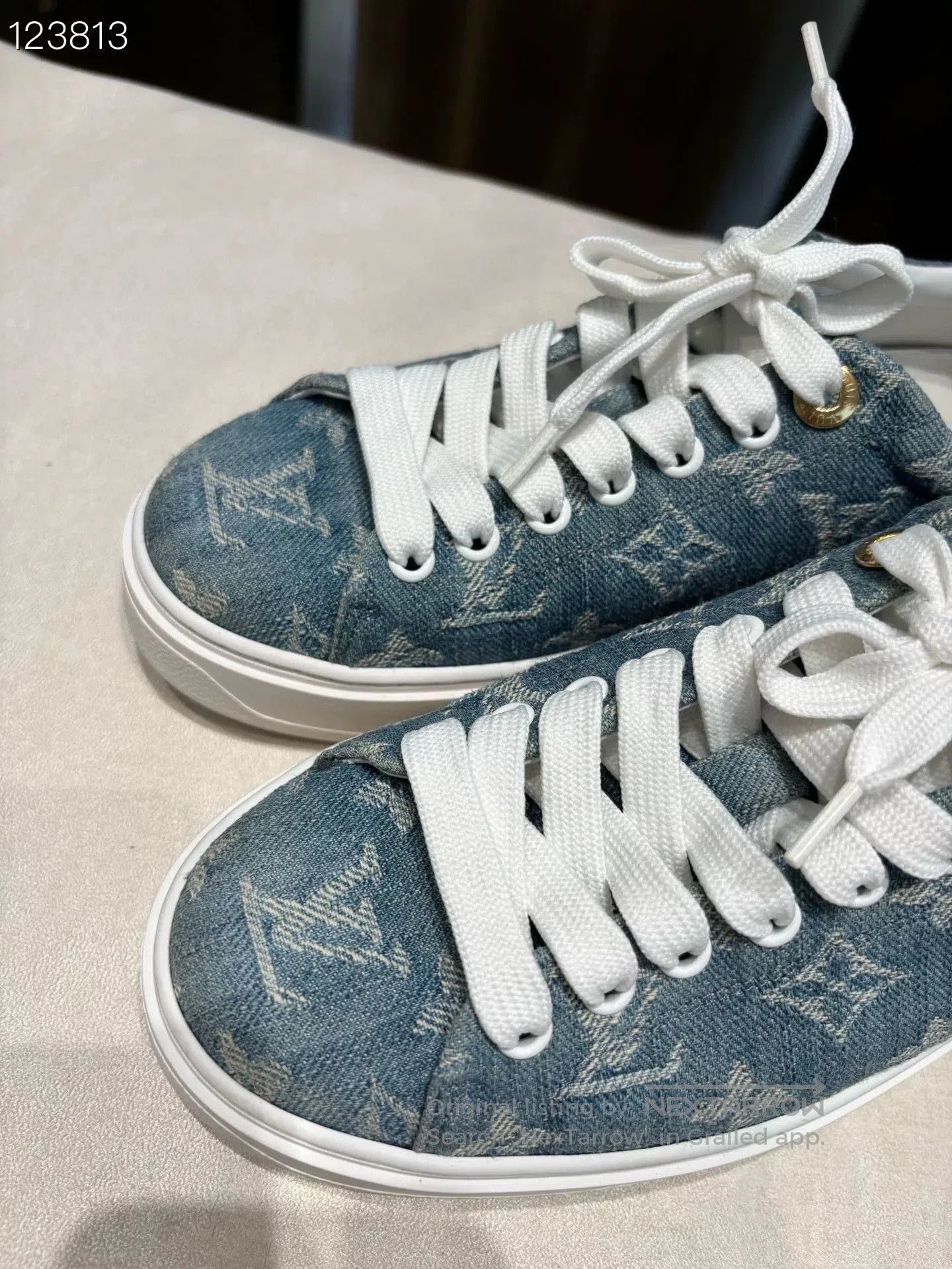 Louis Vuitton Louis Vuitton Time Out Denim Monogram Sneakers. Size US 4.5 / IT 34.5 - 3 Thumbnail