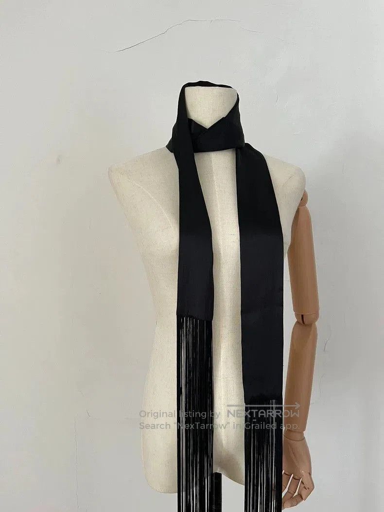 Ann Demeulemeester Black Fringed Silk Scarf by Ann Demeulemeester. Size ONE SIZE - 2 Thumbnail