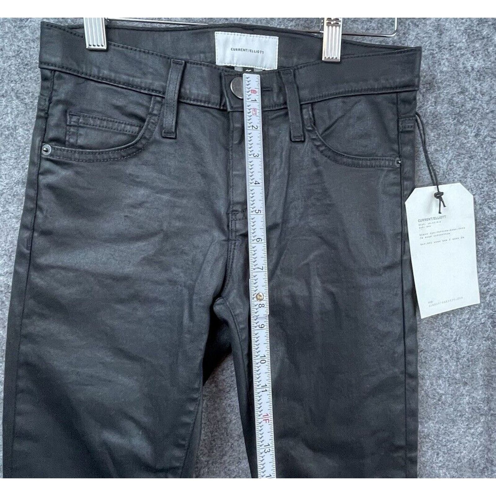 Current/Elliot Current Elliott Pants Womens 25 Black Coated Jeans Stiletto Size 25" / US 0 / IT 36 - 5 Thumbnail