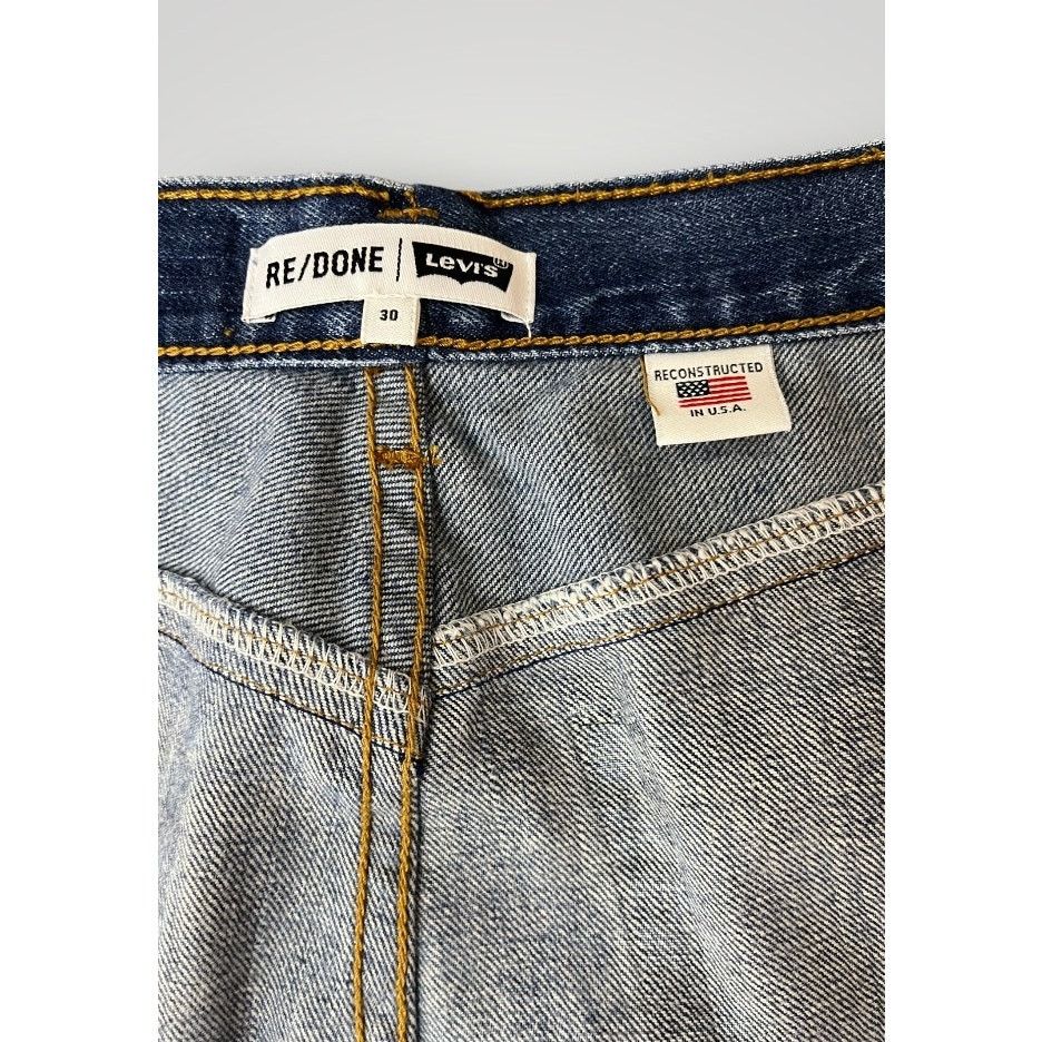 RE/DONE RE/DONE Levi’s Denim Mini Skirt Button Front Raw Hem Size 30" / US 8 / IT 44 - 6 Thumbnail