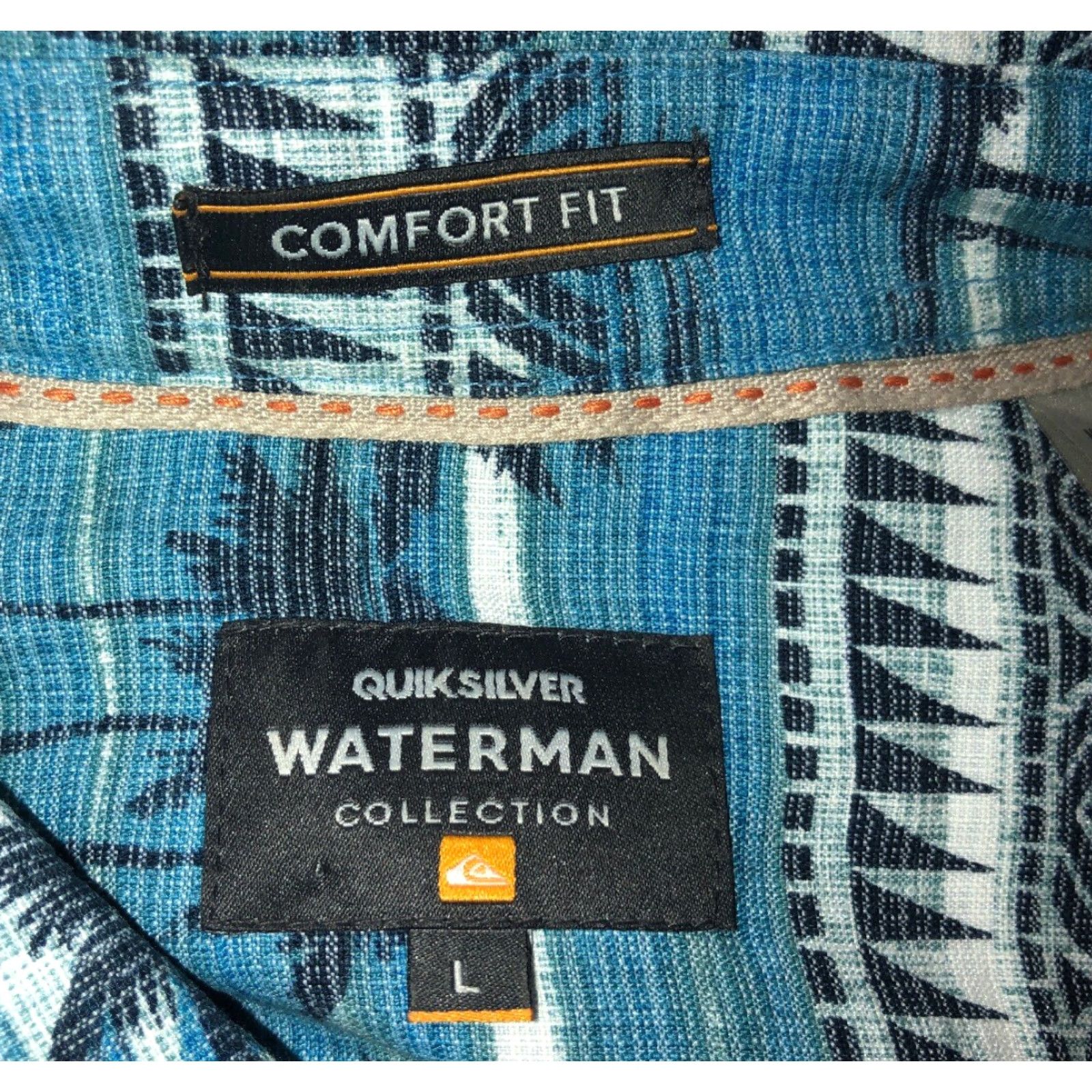 Quiksilver VINTAGE Quiksilver Mens Shirt Palm Tree Print Blue Short Sleeve Button Front L Size US L / EU 52-54 / 3 - 6 Thumbnail