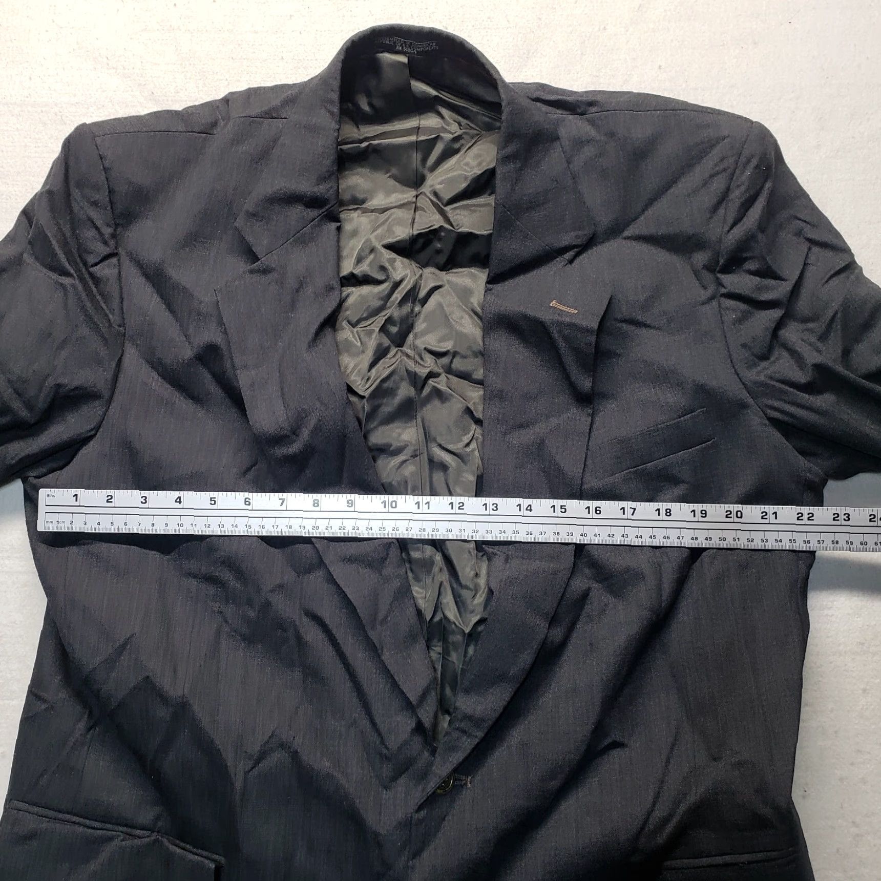 Vintage Blazer Dark Gray Single Breasted 2 Buttons Jacket Adult Men's M Medium Size 40R - 5 Thumbnail