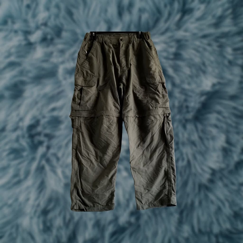 Vintage REI Coop Convertible Pants Mens Medium Gray Nylon Flex Waist Cargo Flat Front Breathable Lightweight Inseam 32in Belt Loops Pockets Olive Gray Size US 31 - 1 Thumbnail