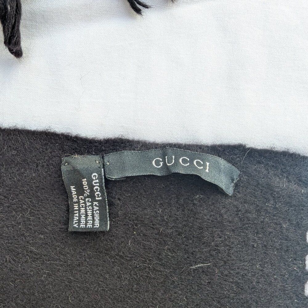 Gucci Gucci Authentic Unisex Scarf Black 100% Cashmere Size ONE SIZE - 6 Thumbnail