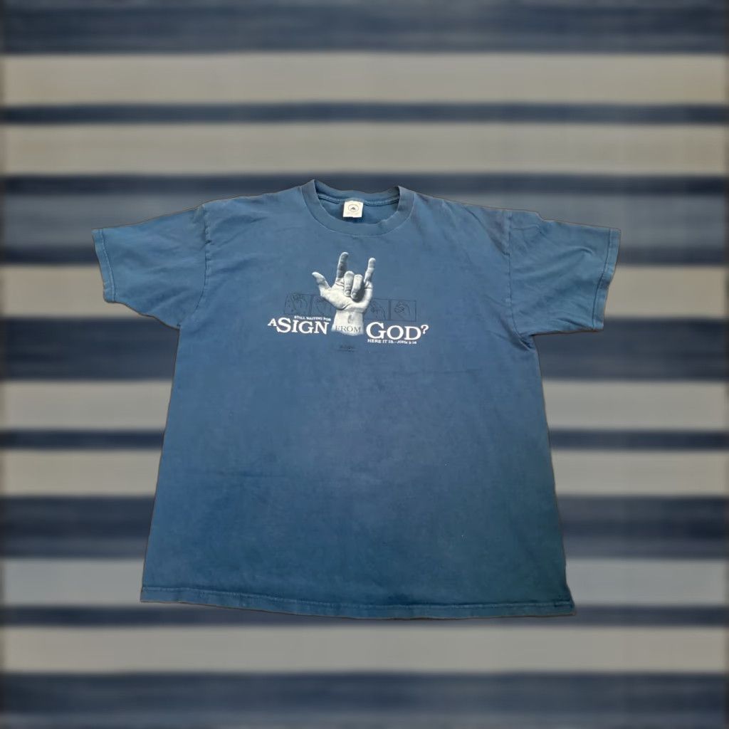 Delta VINTAGE John 3:16 Shirt Delta Pro Weight T-Shirt XL Blue Graphic Print Bible Love Christian Mens Size US XL / EU 56 / 4 - 1 Thumbnail